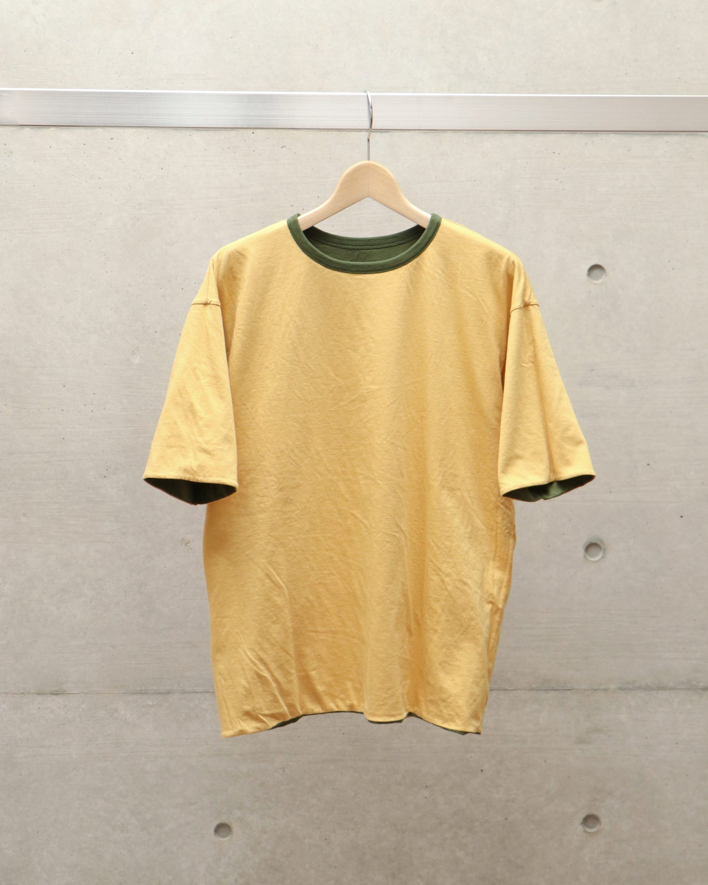 スビンコットン 30/-天竺 リバーシブル半袖Tシャツ GREEN×YELLOW