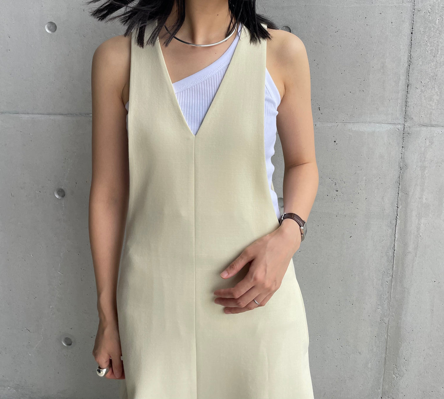 TENSE WOOL DOUBLE CLOTH DRESS