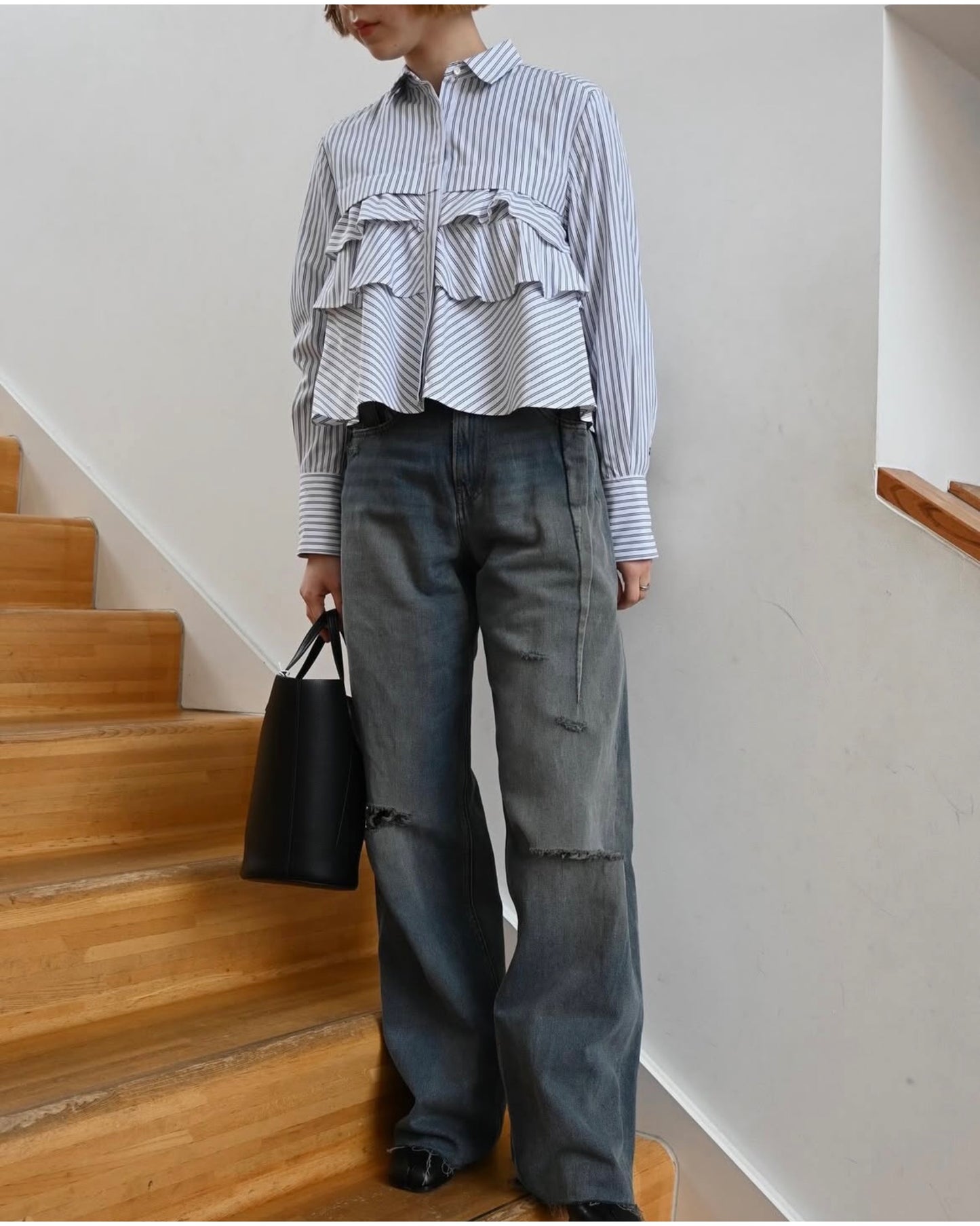 layered raffle blouse