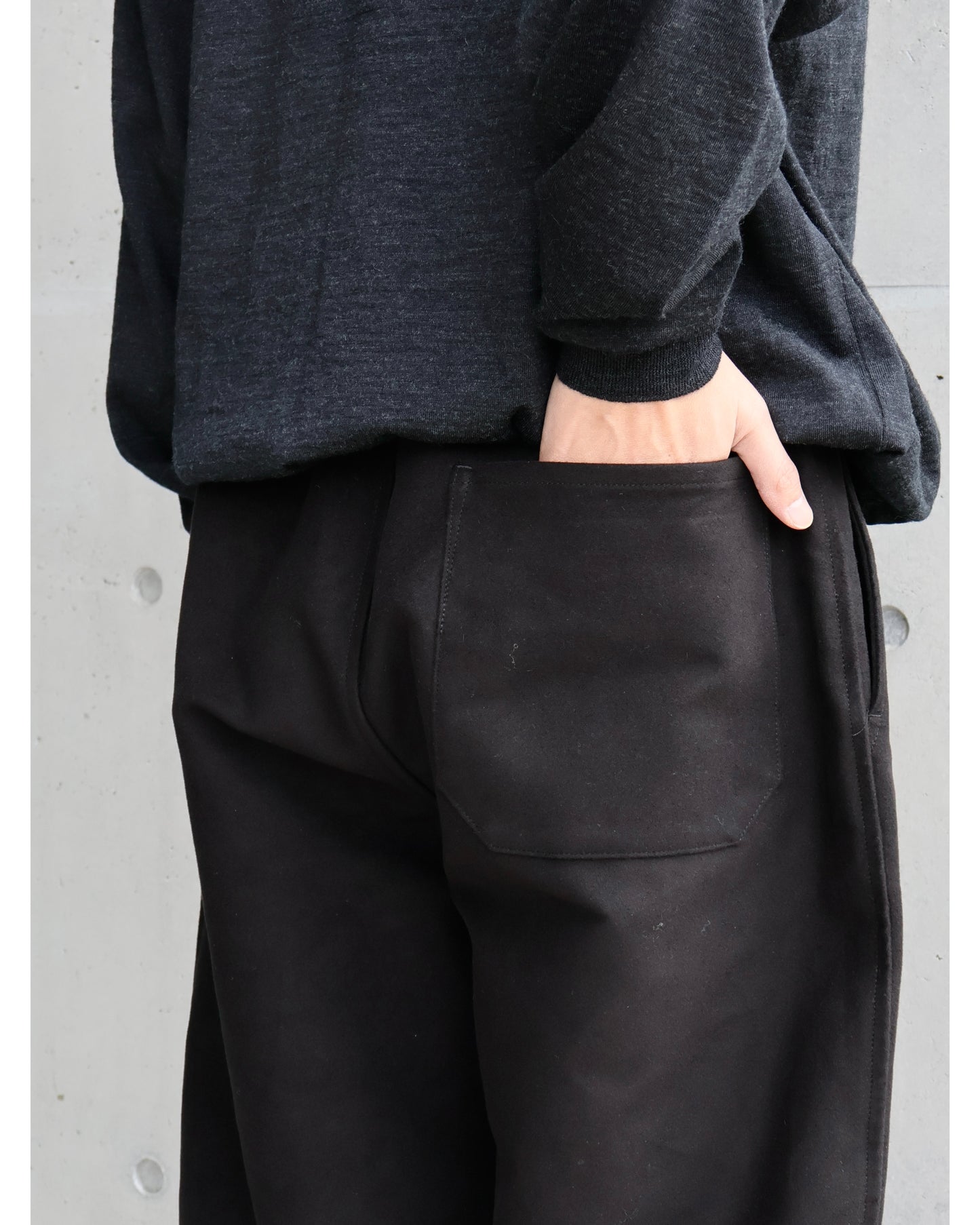 モールスキン ドローストリングパンツ BLACK