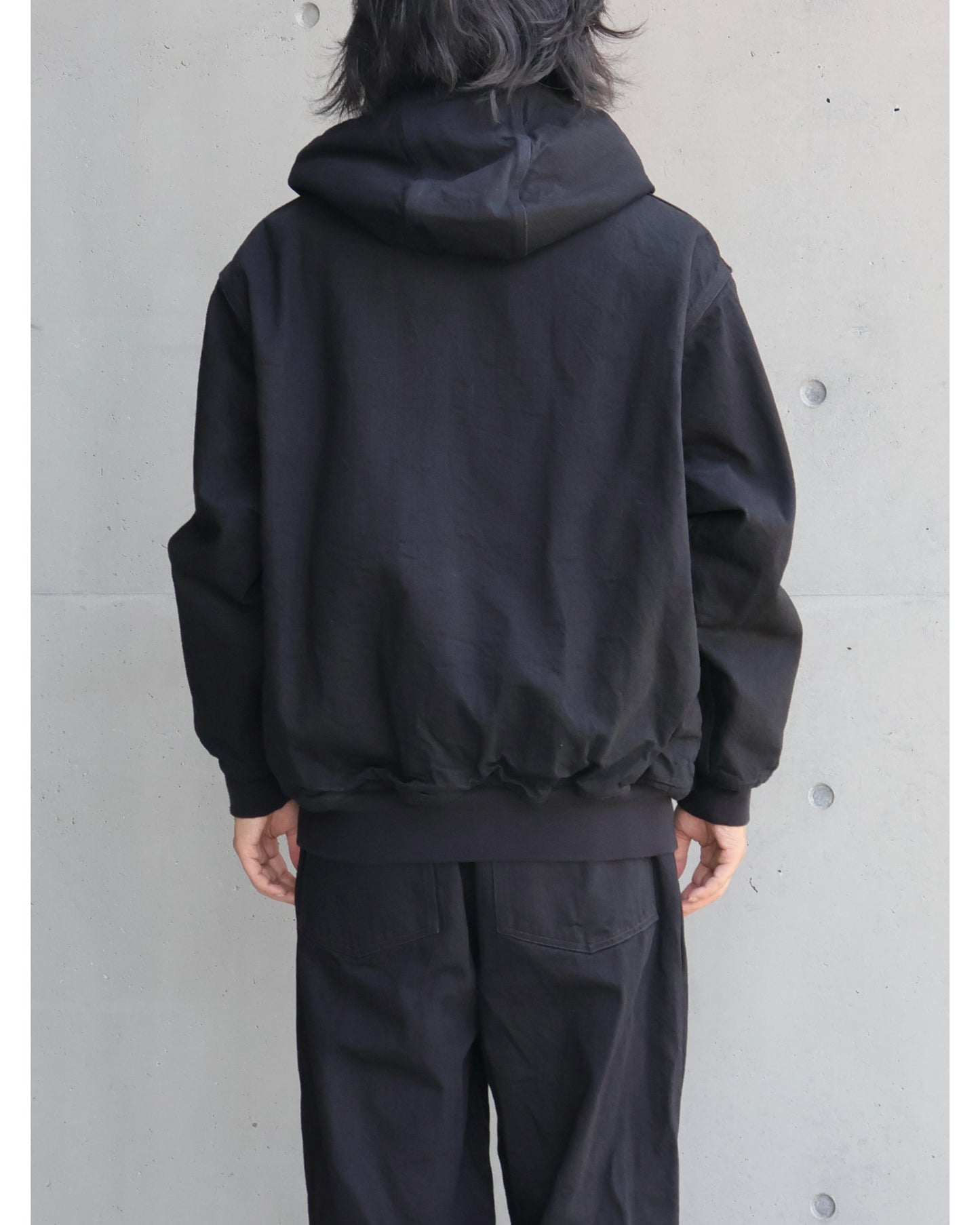 ブラックデニム ジップパーカ BLACK