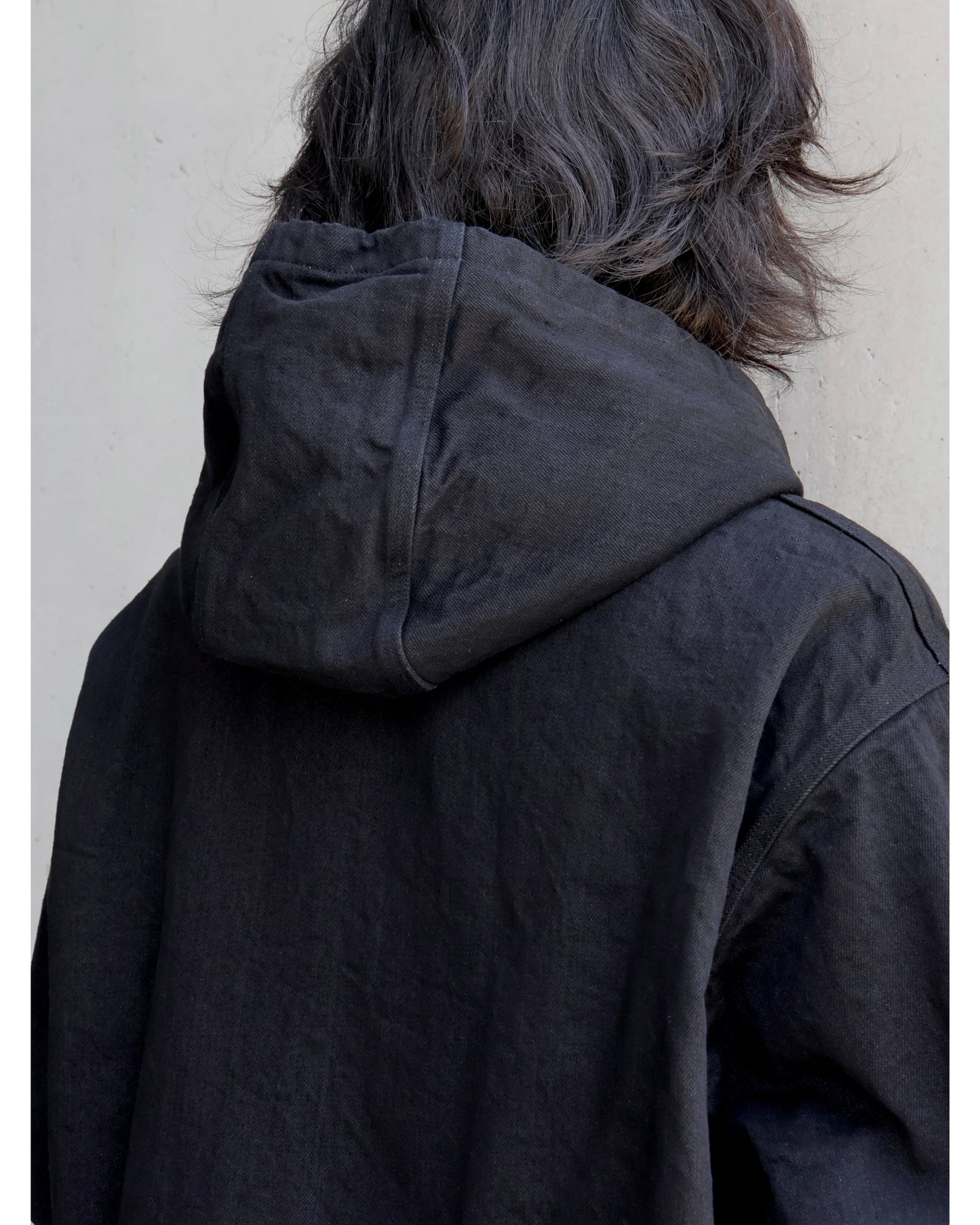 ブラックデニム ジップパーカ BLACK