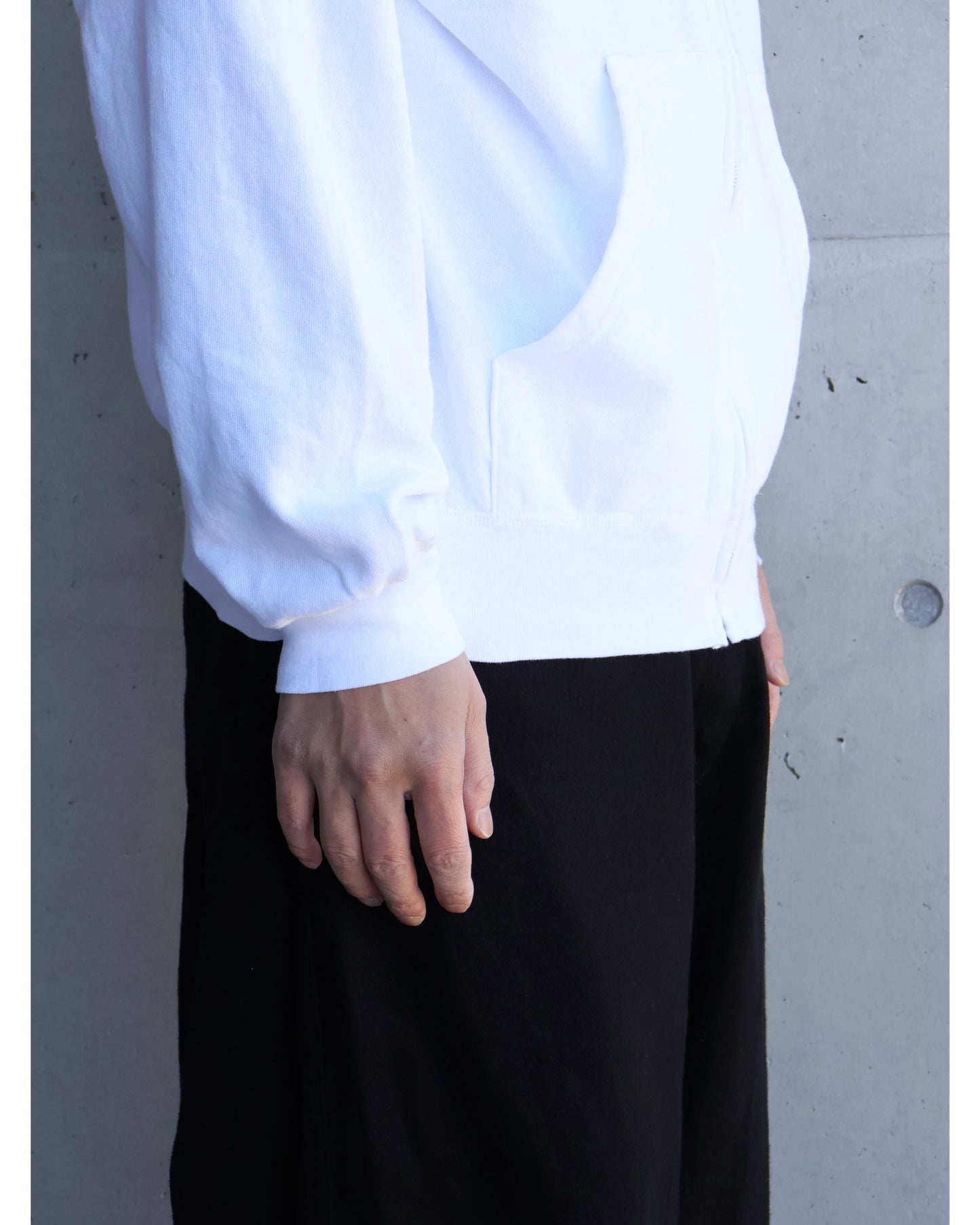 LWコットン裏毛 ジップパーカ WHITE