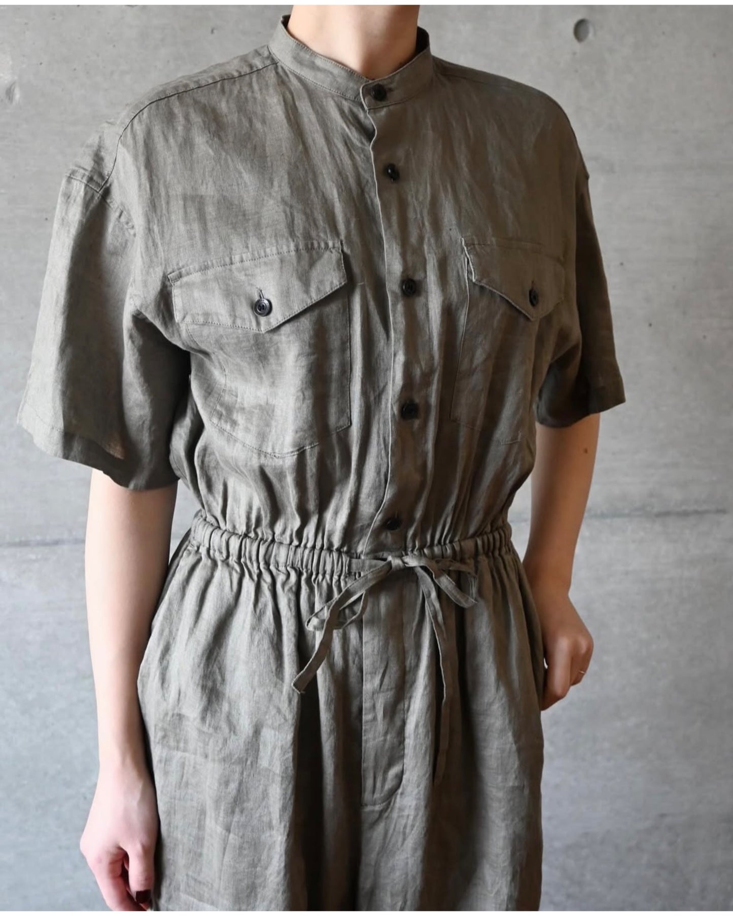 LINEN JUMPSUIT(SHORT SLEEVE) 16235
