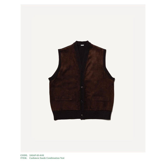 Cashmere Suede Combination Vest BROWN