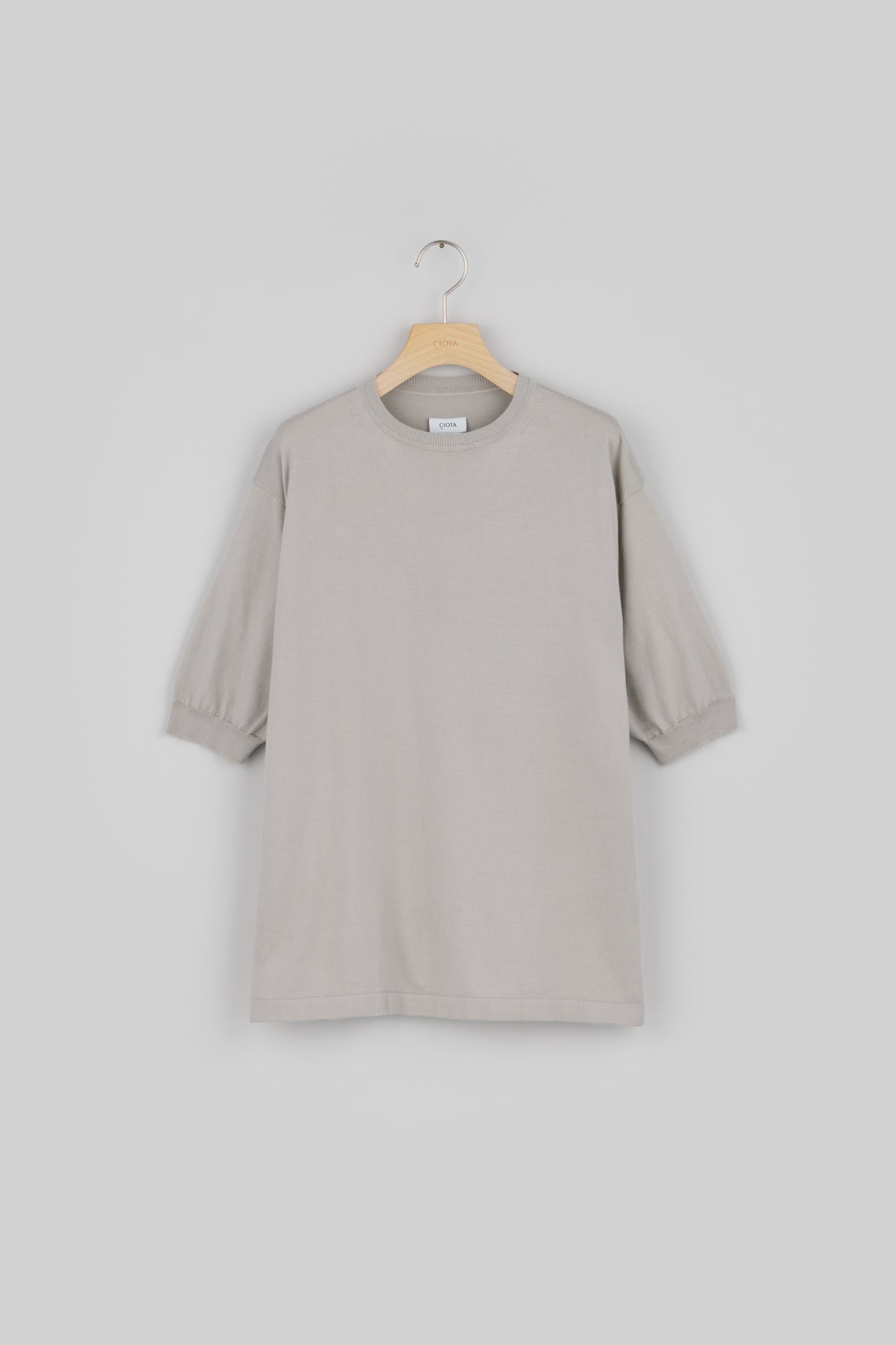 CIOTA×OKUYAMAMERIYASU Crewneck Short Sleeve Knit T-Shirts Light Gray
