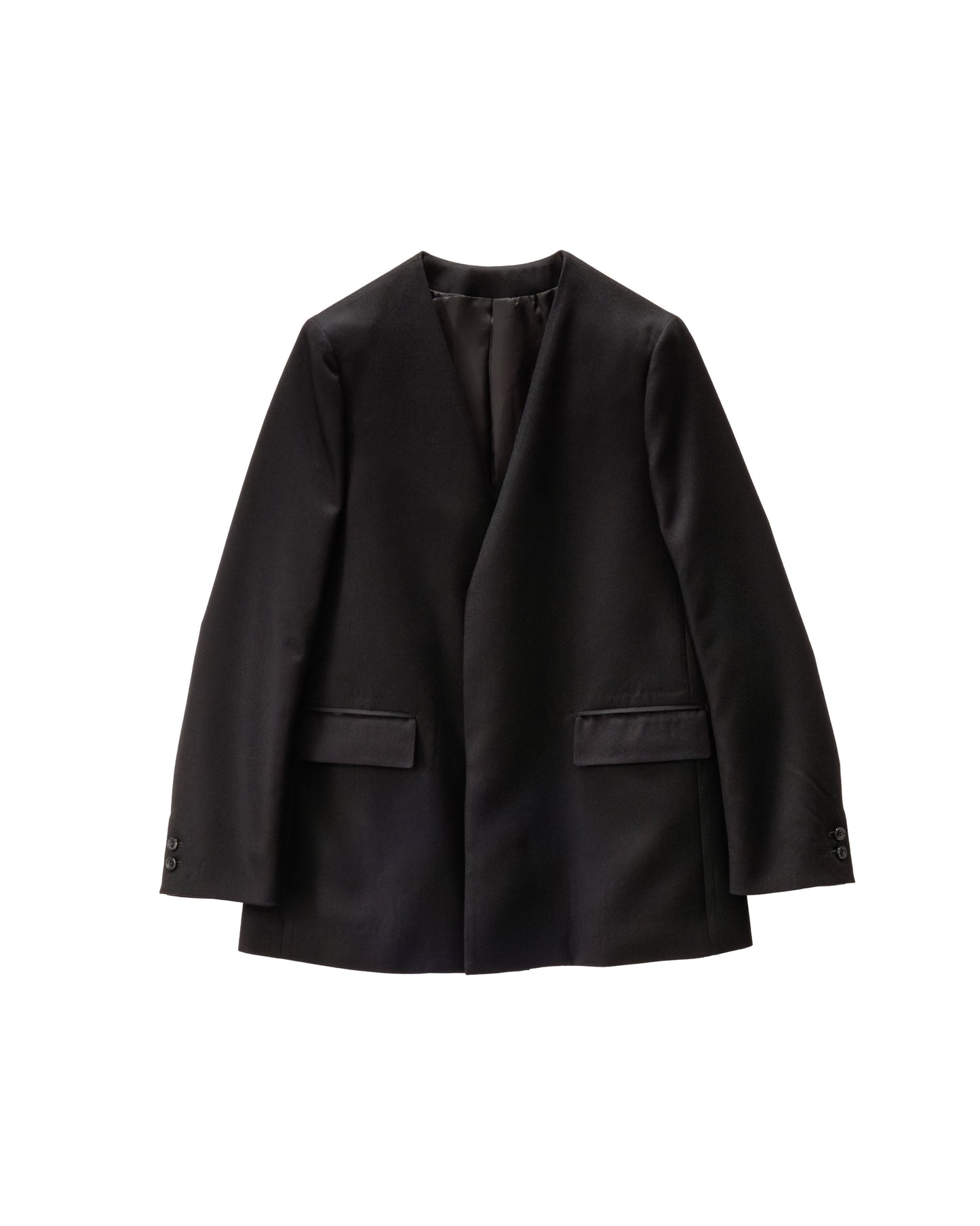 Scale Off Flannel Collarless Long Jacket