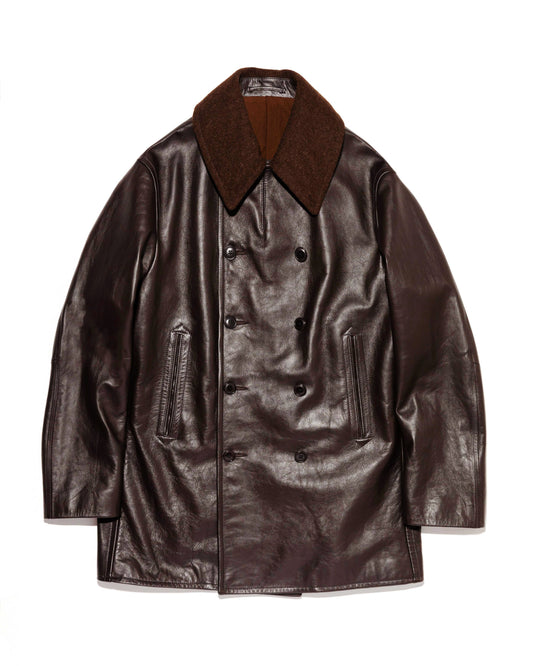 LEATHER COAT DARK BROWN