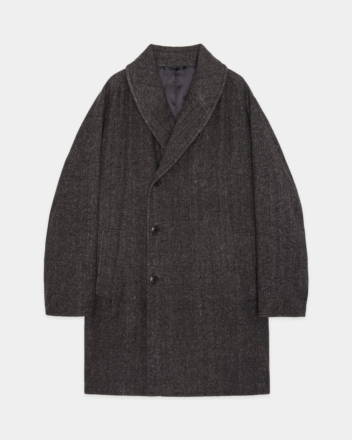 SHAWL COLLAR COAT HERRINGBONE