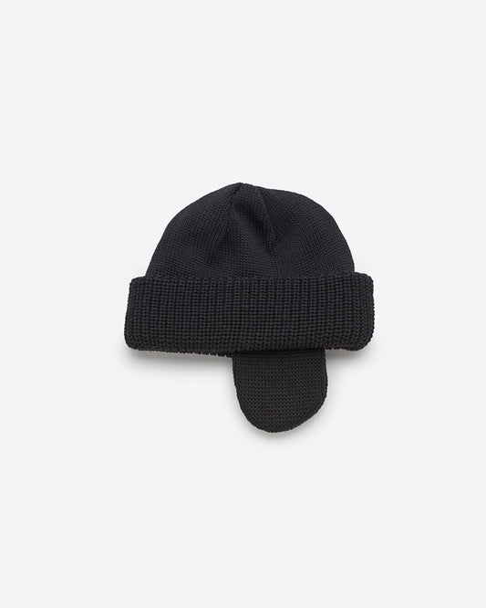 MERINO WOOL EAR WATCH CAP BLACK