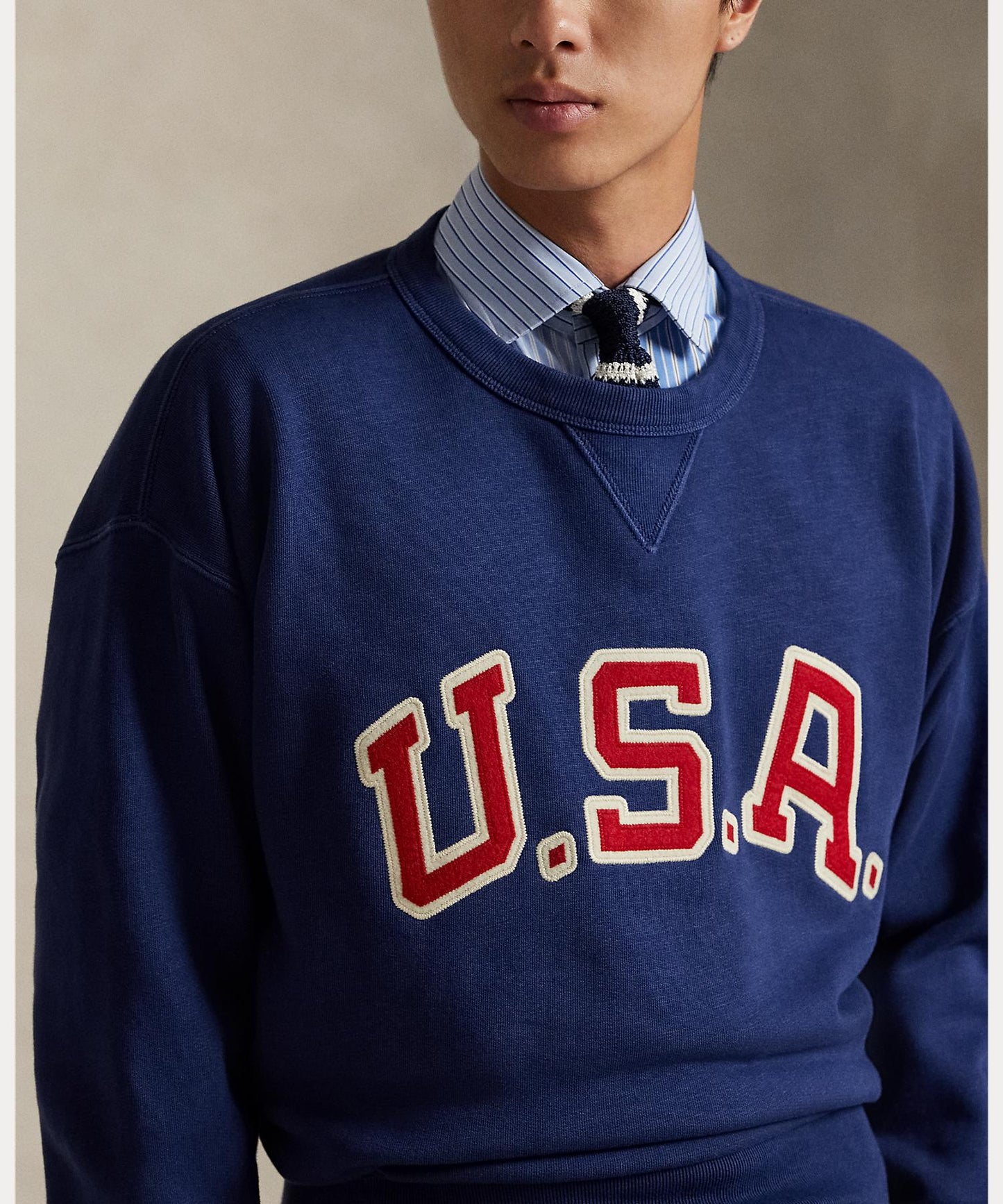 VINTAGE FIT GARMENT DYE NOVELTY USA CREW NECK SWEAT