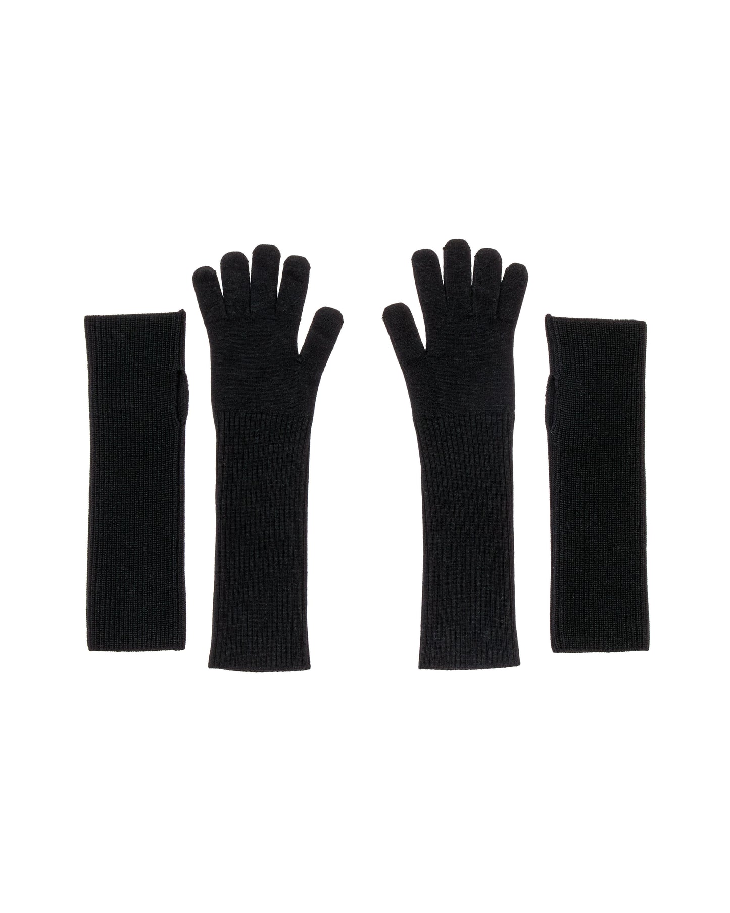 Mercerized Fine Wool Knit Layered Gloves