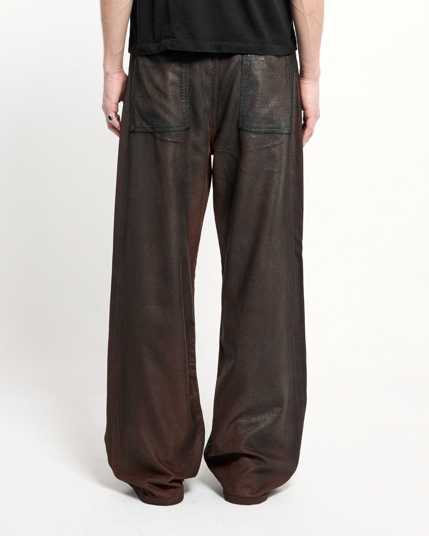 WAXED BAGGY CORD PANTS