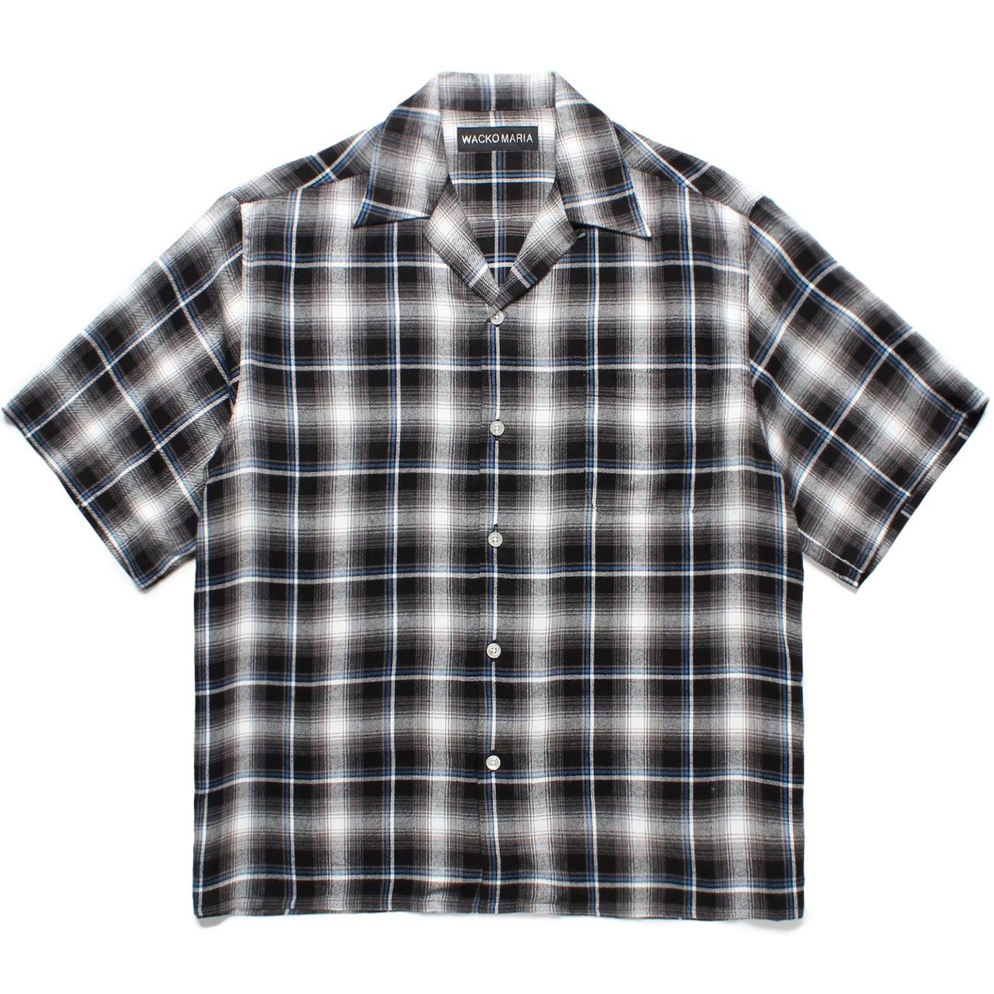 OMBRE CHECK OPEN COLLAR SHIRT S/S ( TYPE-1 )