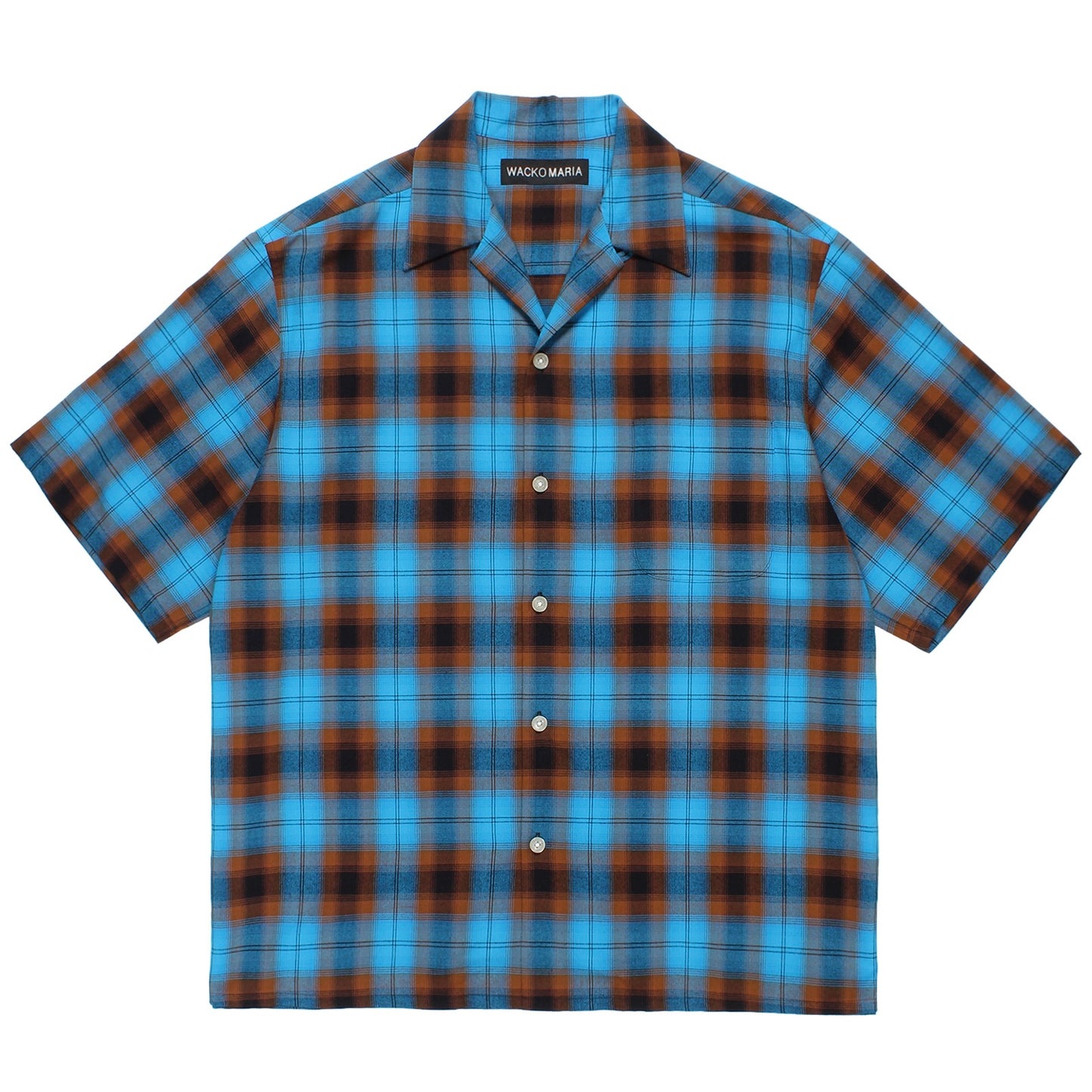 OMBRE CHECK OPEN COLLAR SHIRT S/S ( TYPE-2 )