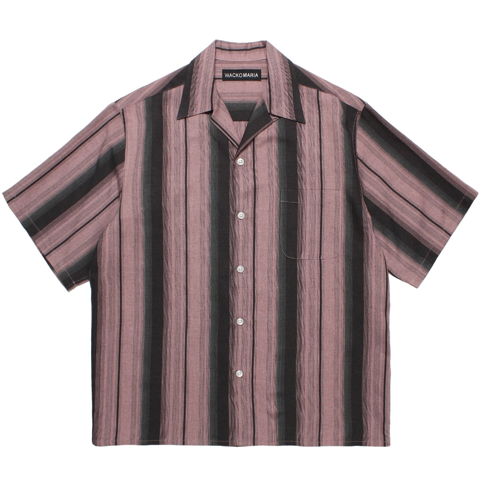 トップス WACKO MARIA OMBRE STRIPED OPEN COLLAR OMBRE STRIPED OPEN COLLAR SHIRT S/S – TIME AFTER TIME