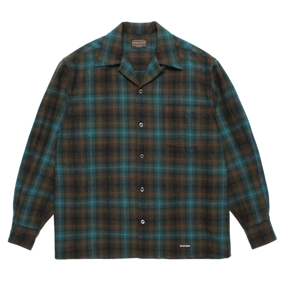 WOOL OMBRE CHECK OPEN COLLAR SHIRT L/S ( TYPE-1 )