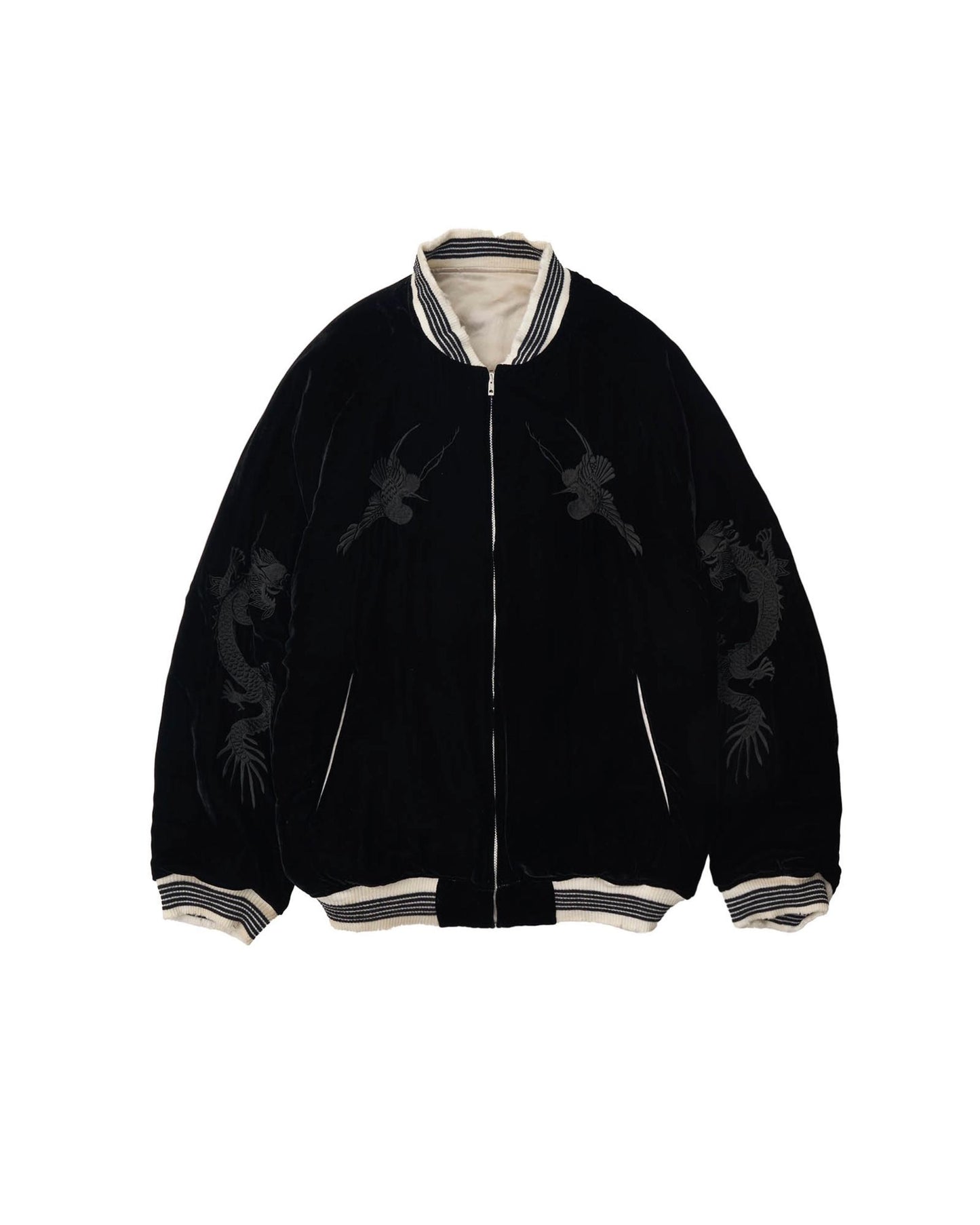 VINTAGE SATIN/ VELVET REVERSIBLE ZIP JACKET