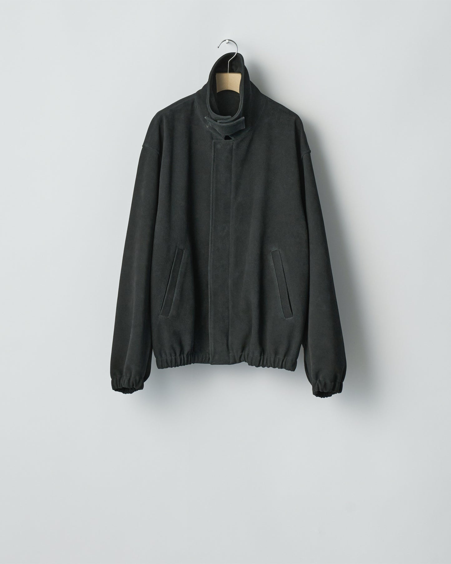 COW SUEDE ZIP SHORT JACKET BLACK