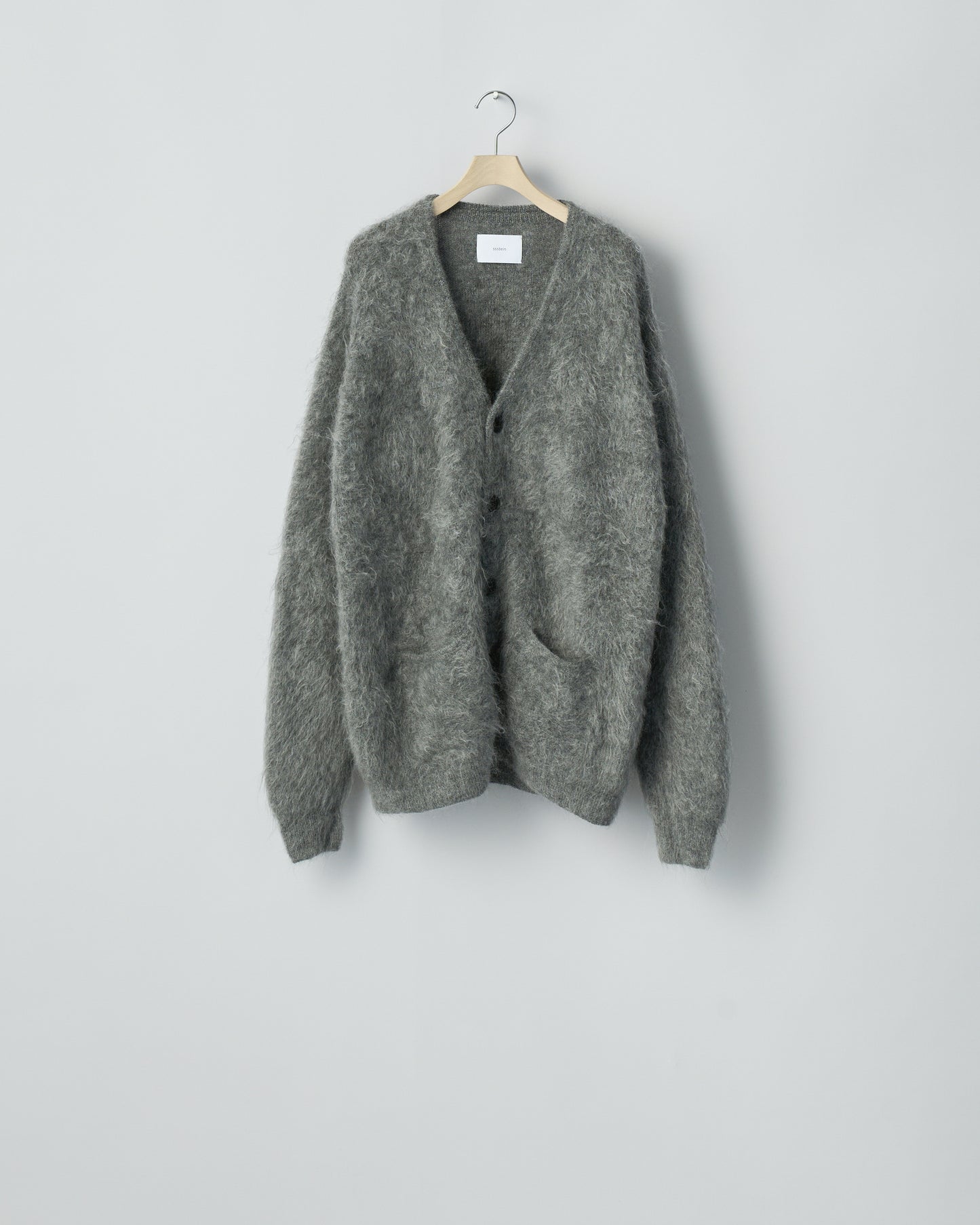 KID MOHAIR KNIT VNECK CARDIGAN GREY