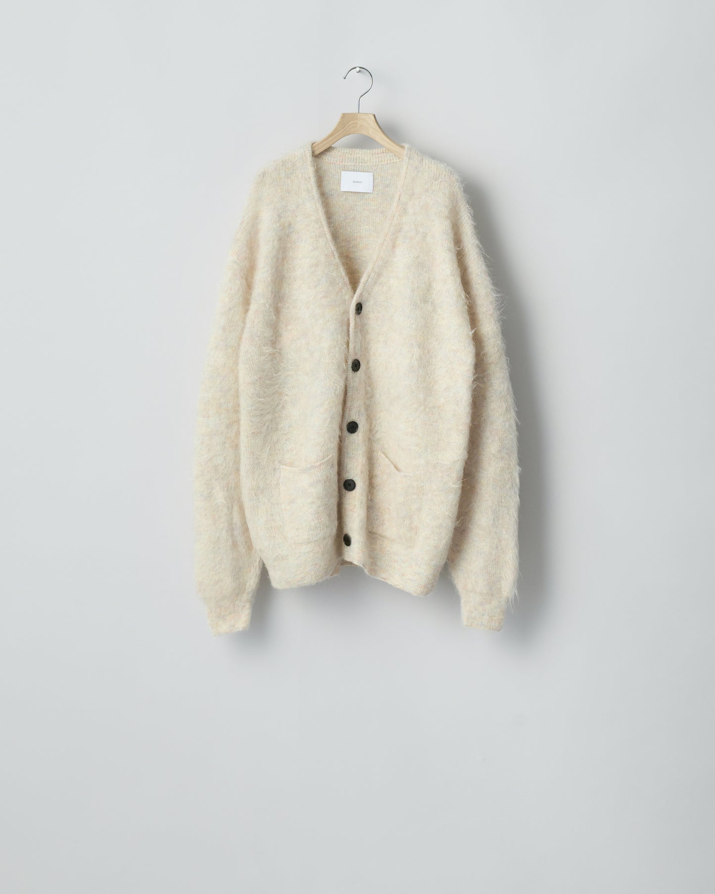 KID MOHAIR KNIT VNECK CARDIGAN MIX WHITE