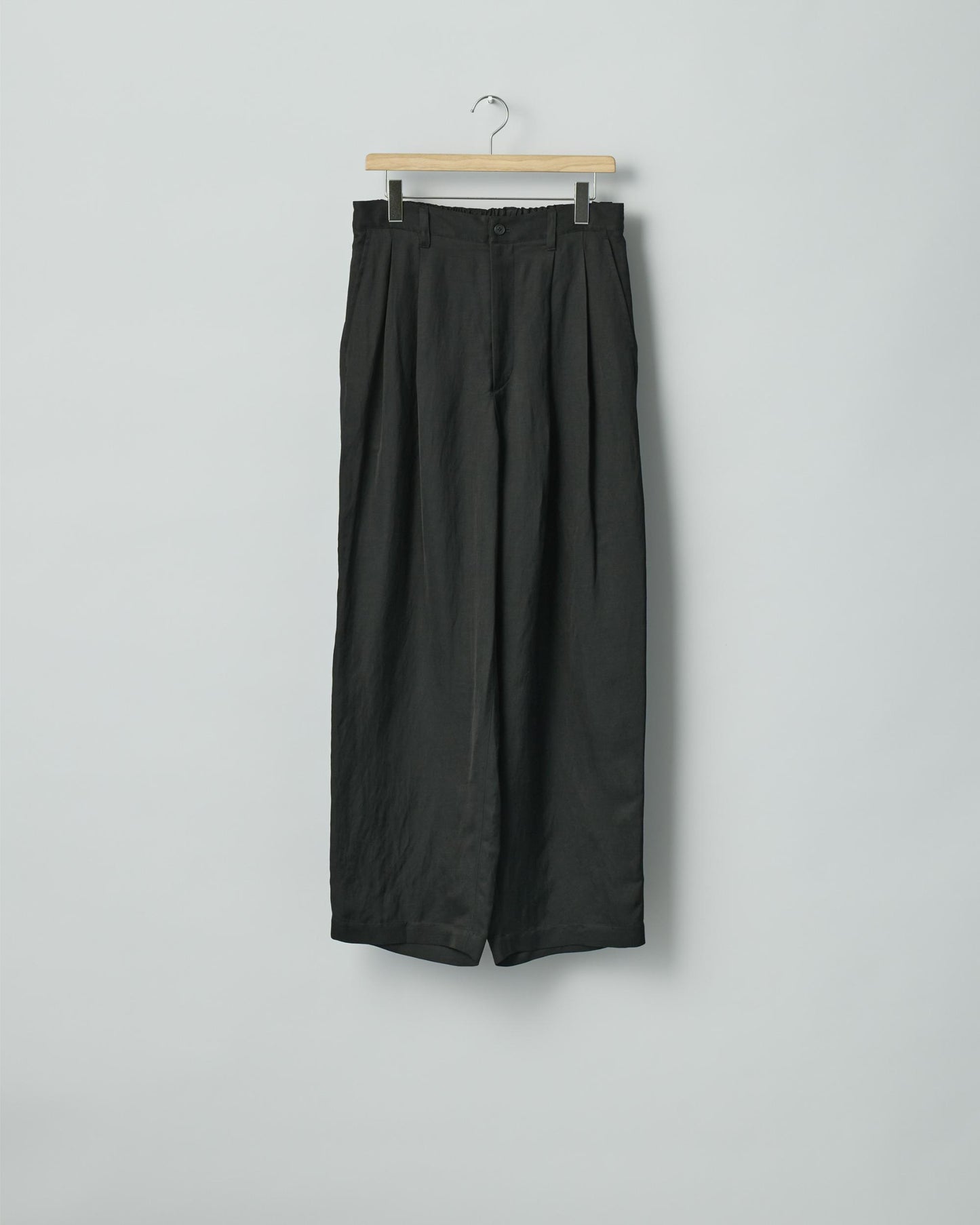 VIS/LI BRIGHT TWILL WIDE EASY TROUSERS BLACK