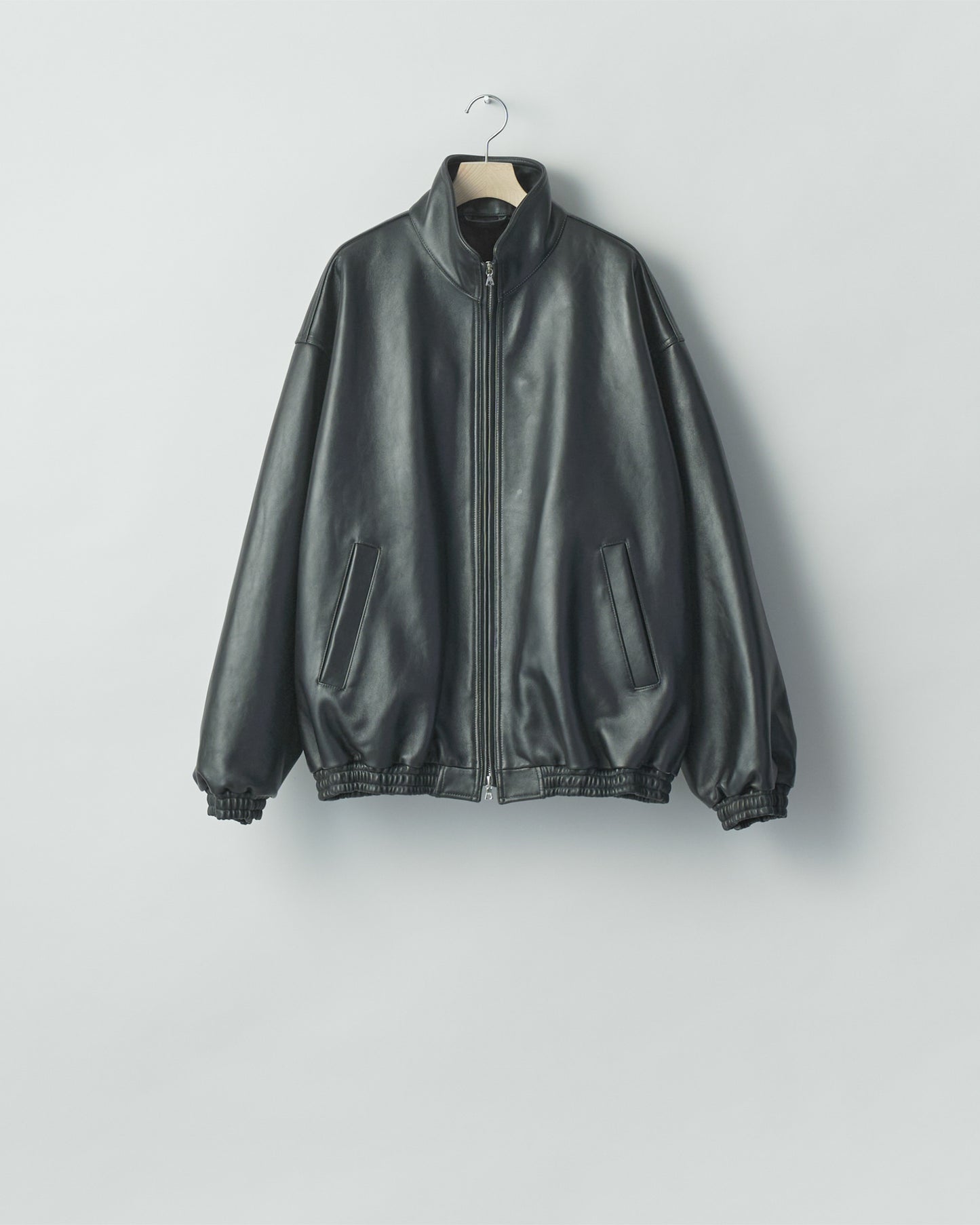 SHEEP LEATHER STAND COLLAR JACKET BLACK