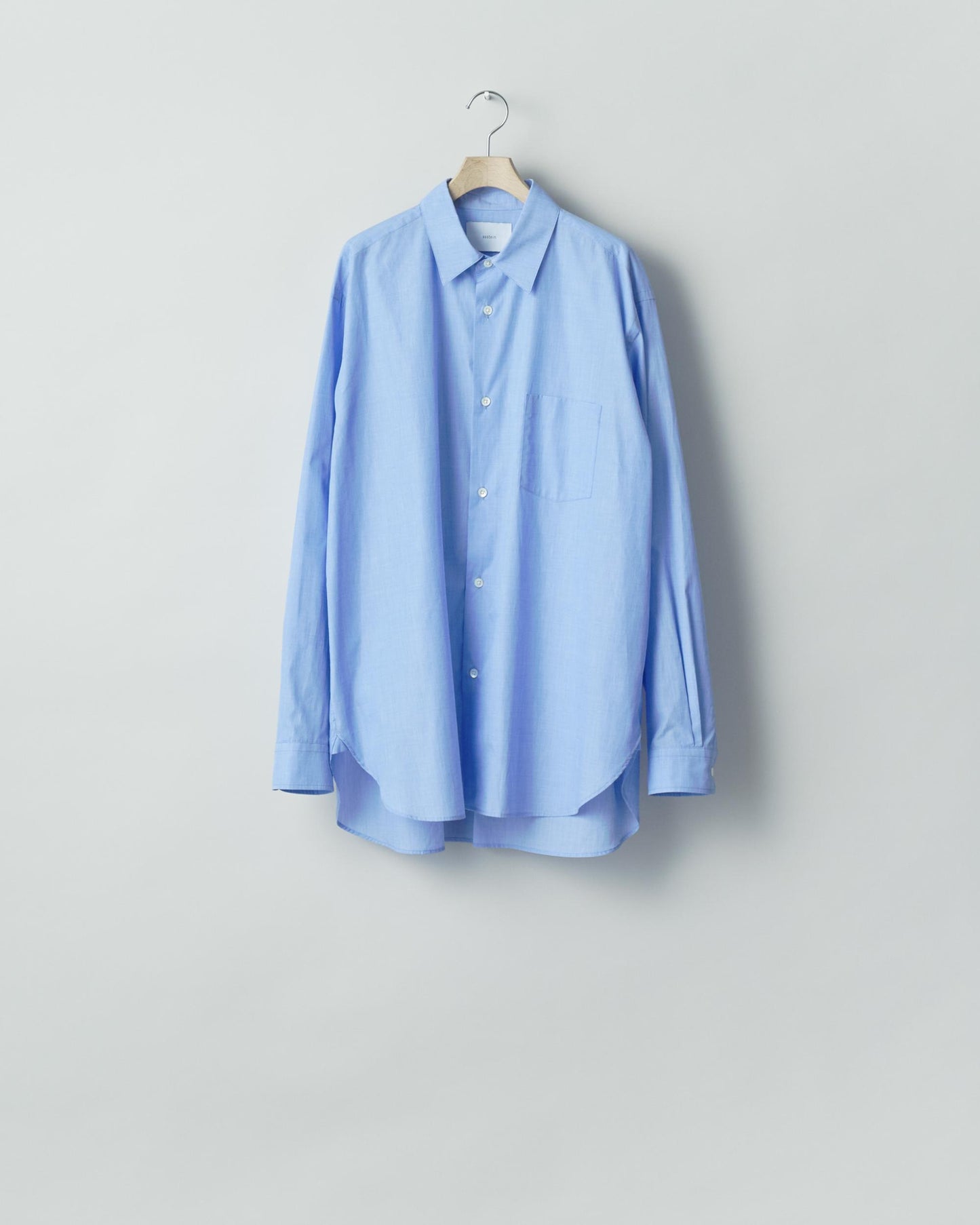 SMOOTH COTTON OVERSIZED REGULAR COLLAR SHIRT BLUE