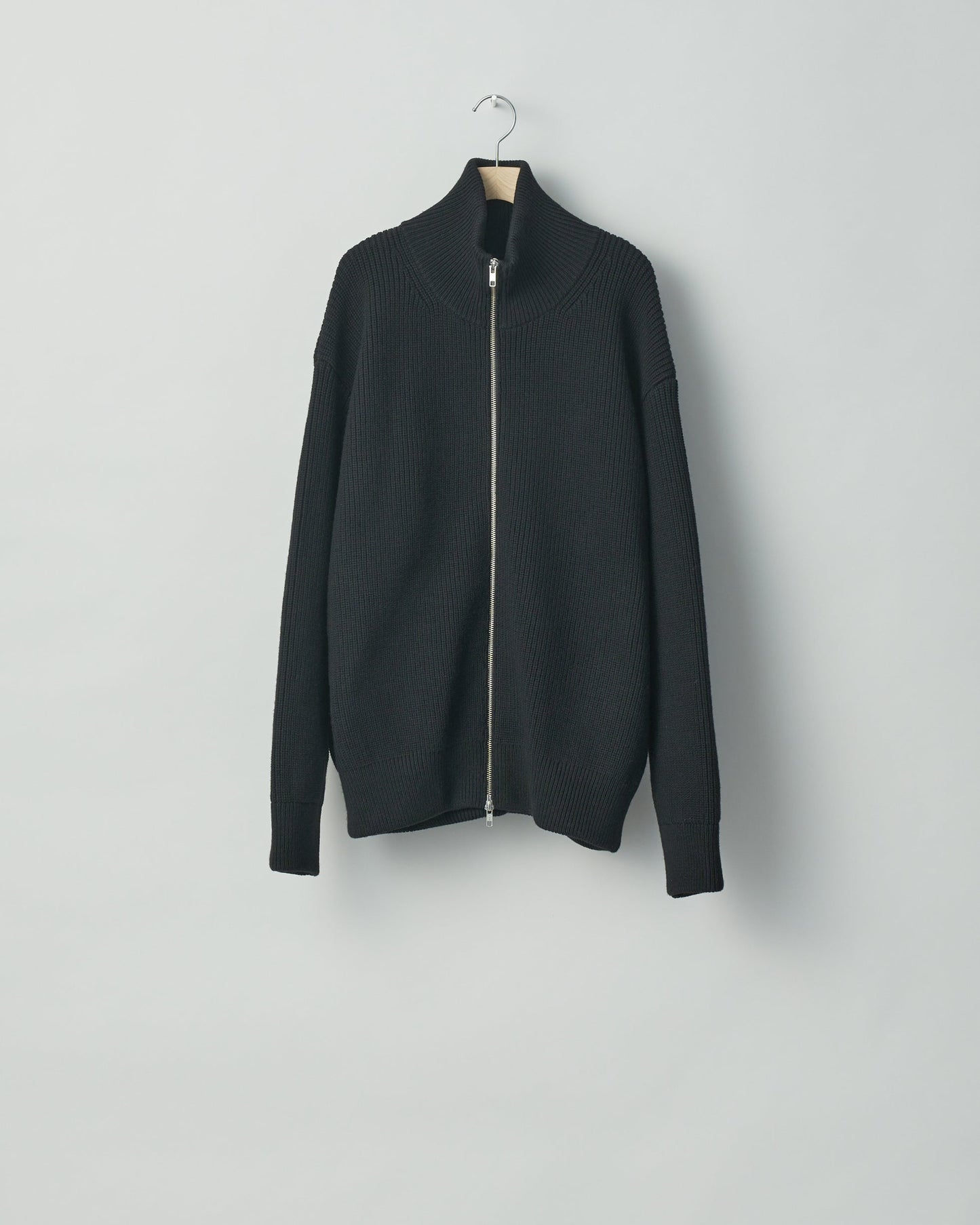 OVERSIZED DRIVERS KNIT ZIP JACKET BLACK
