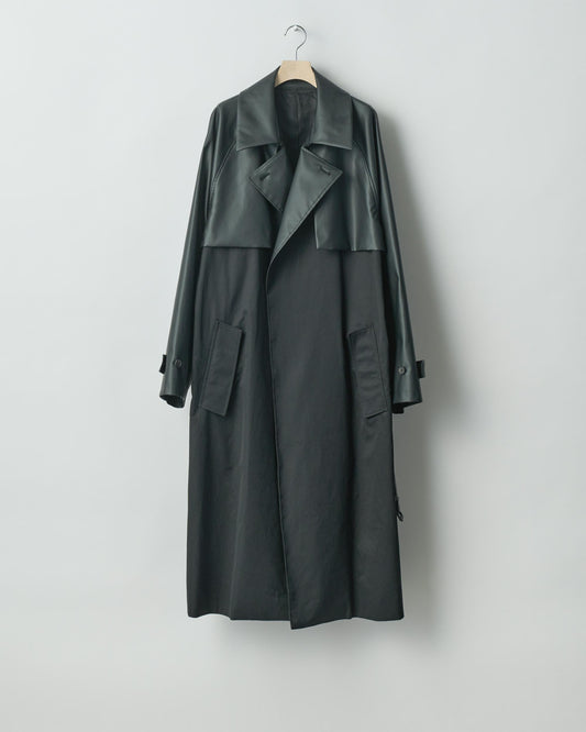 CNOTRAST SINGLE BREASTED WIDE LAPELS COAT BLACK