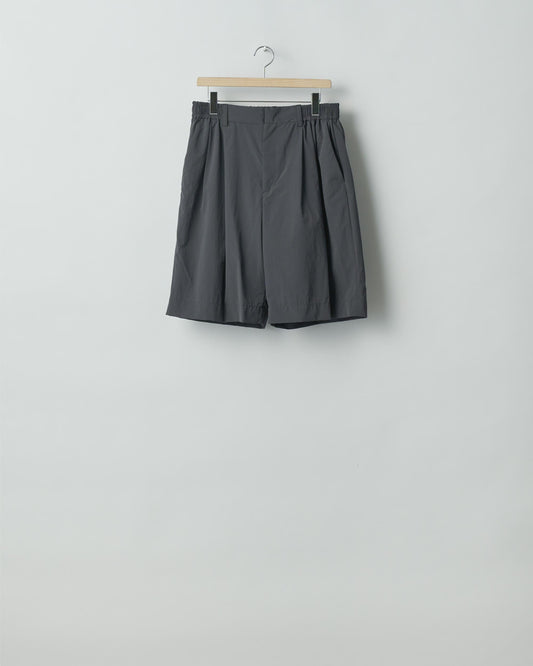 WINDPROOF NYLON WIDE EASY SHORT TROUSERS  D.GREY KHAKI