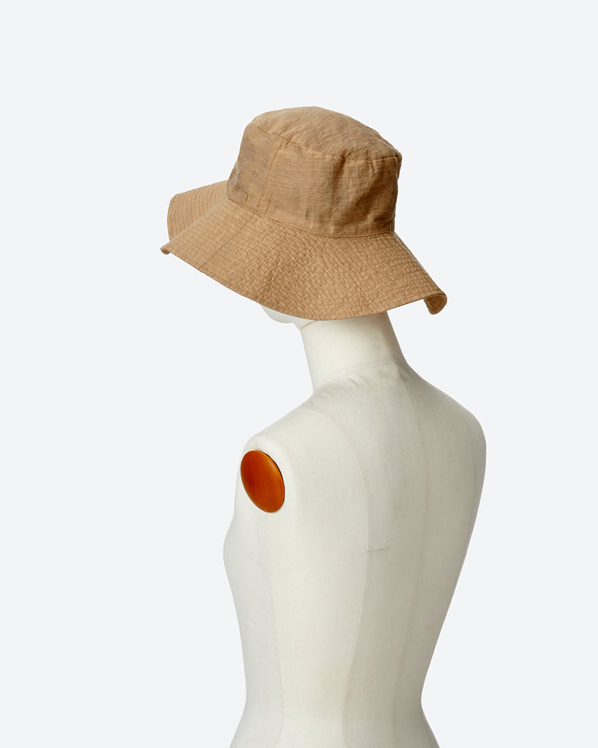LINEN RAYON WIDE BRIM BUCKET HAT