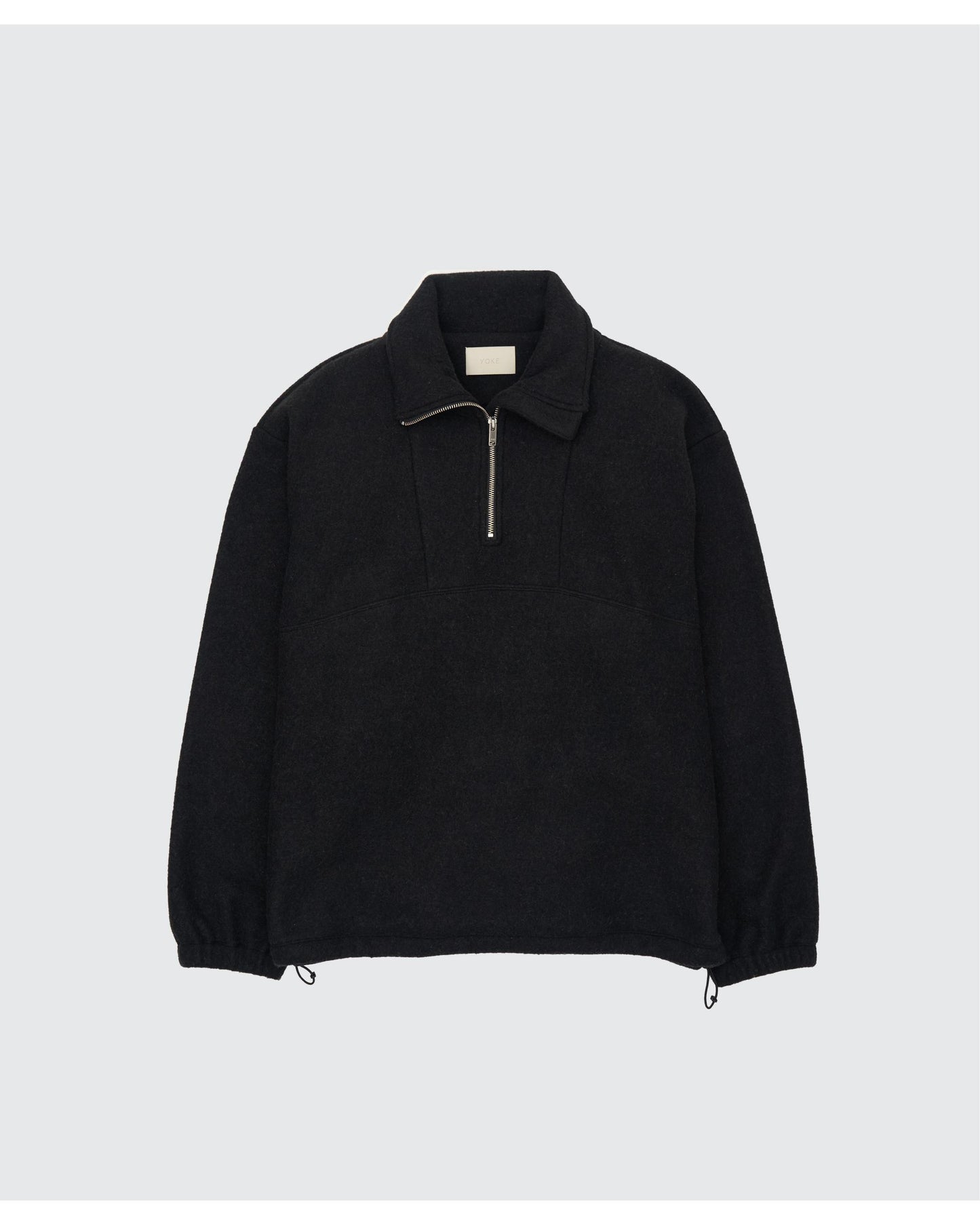 Wool Fleece Half Zip Pullover BLACK