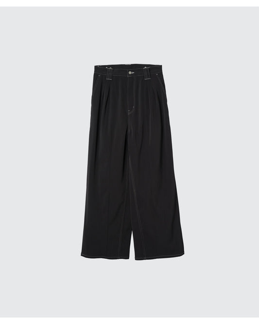3 PLEATED WIDE-LEG TROUSERS  CARBON BLACK