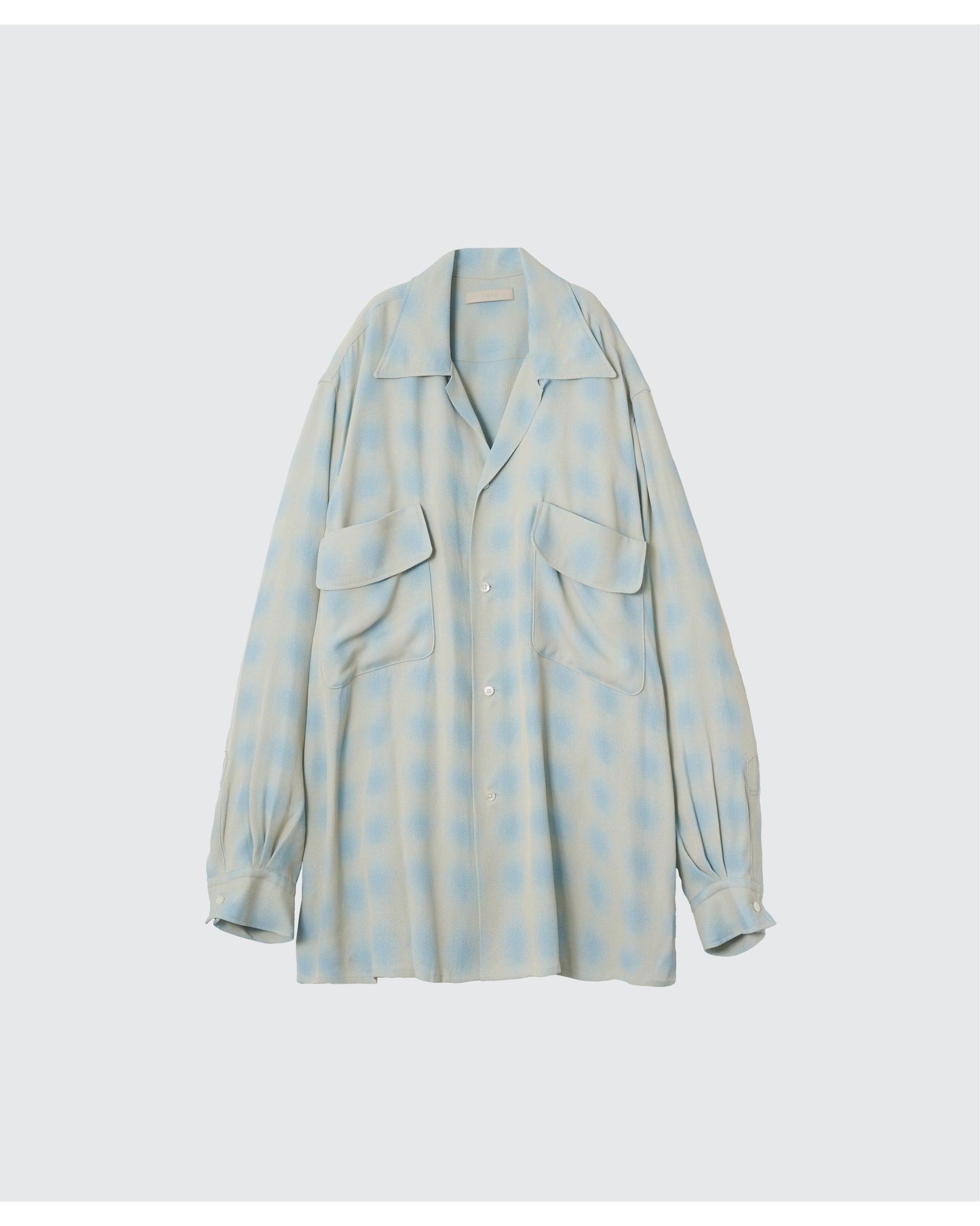 BLURRED OMBRE PLAID OPEN COLLAR SHIRT