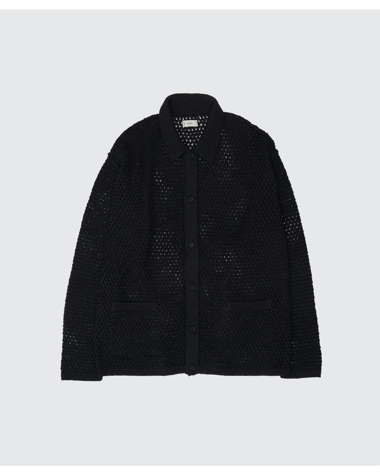 Mesh Knit Shirt Cardigan BLACK