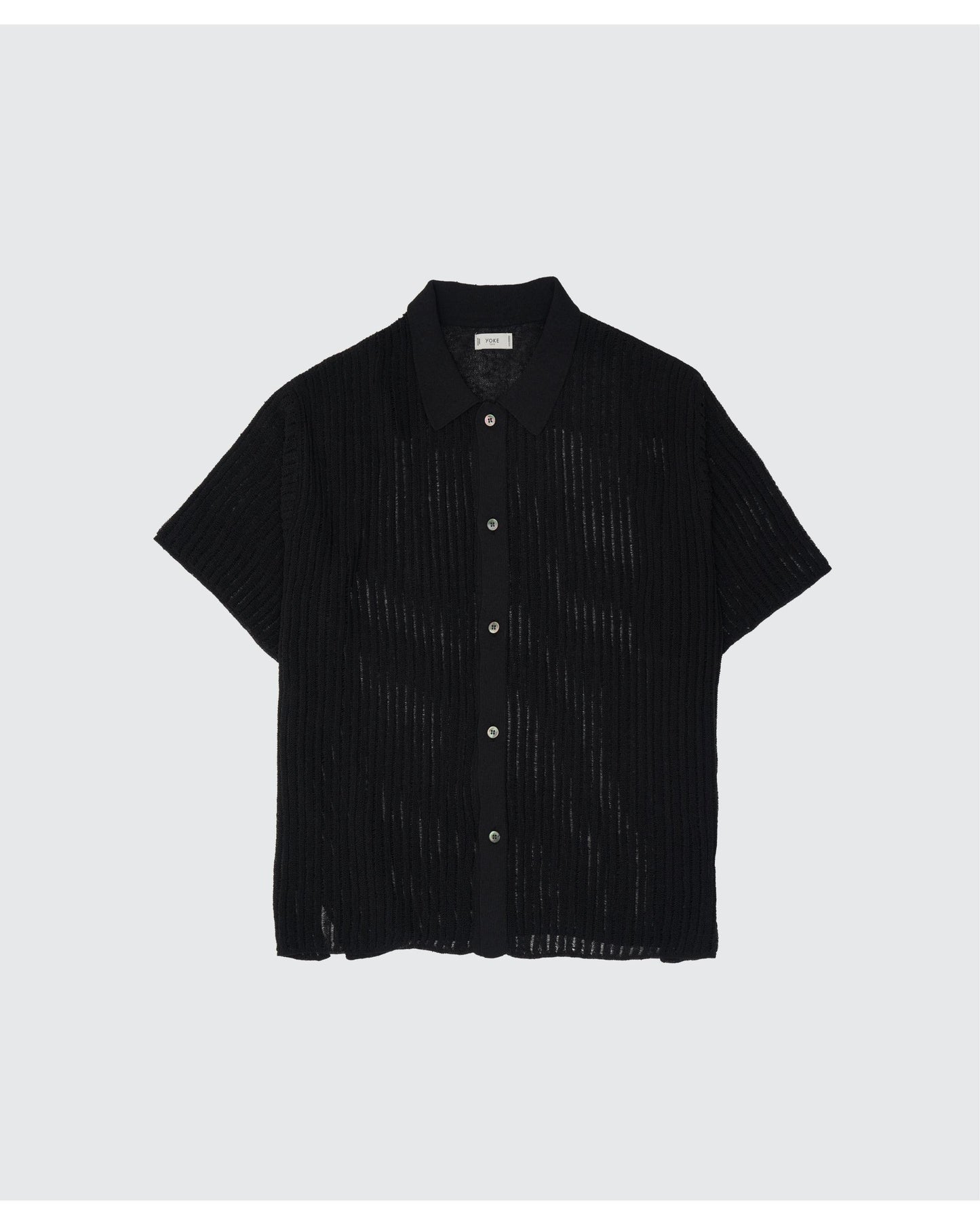 Rib Knit Sheer Shirt BLACK