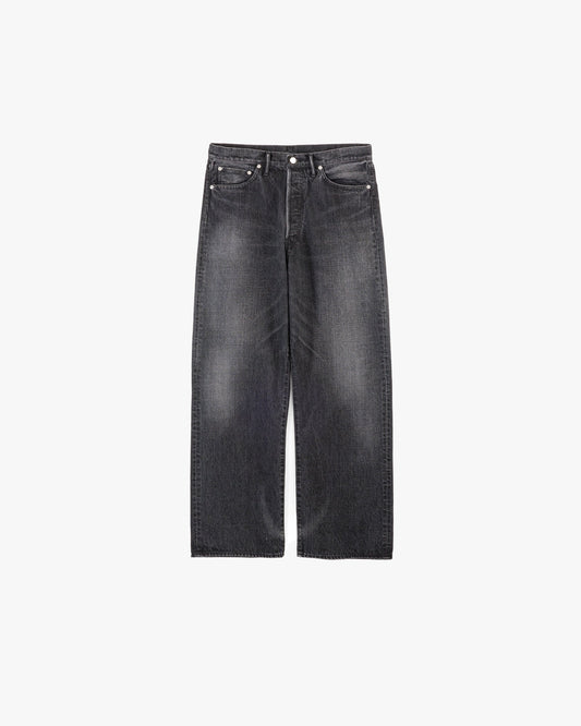 Selvage Denim Five Pocket Wide Straight Pants BLACK_DARK FADE