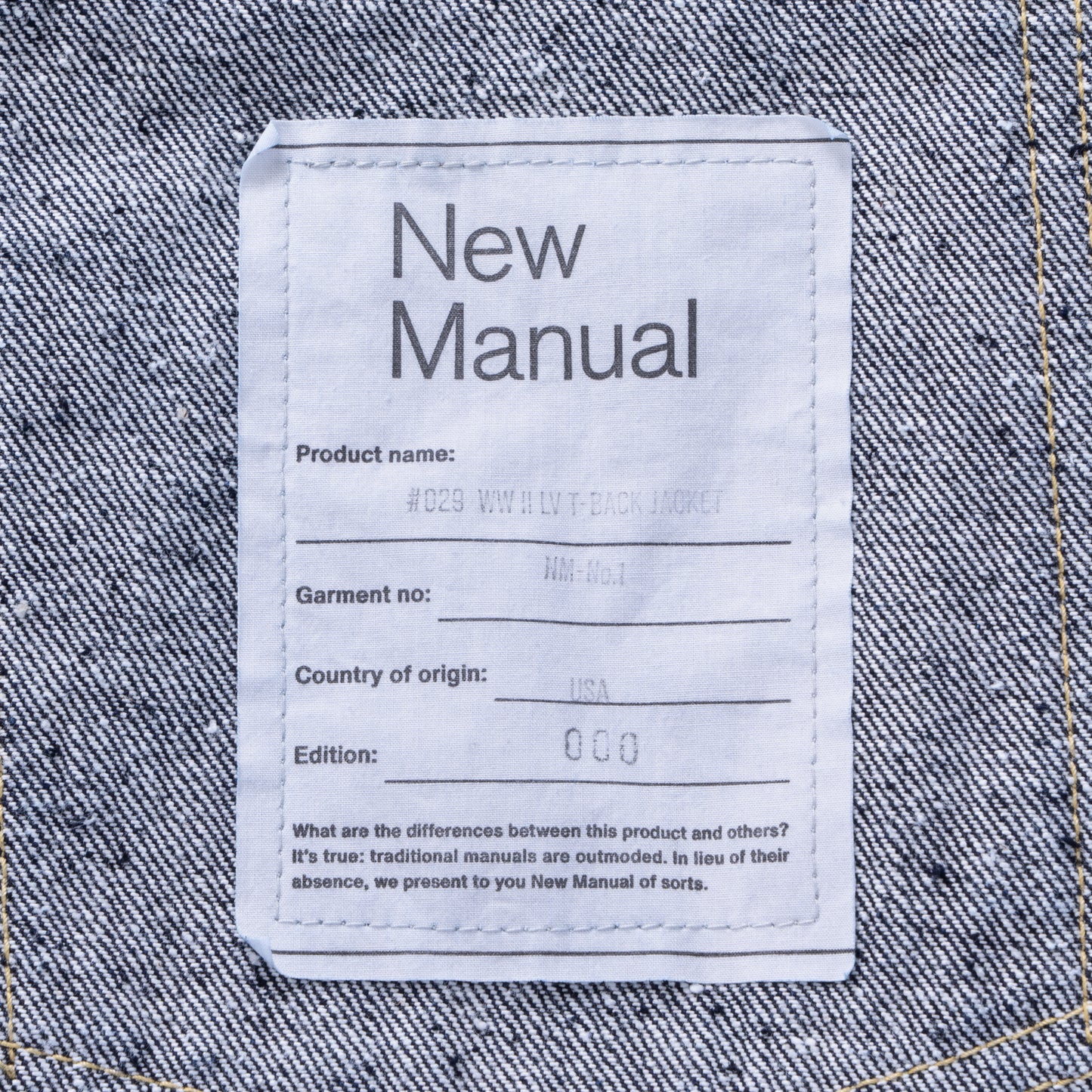 #029 WW Ⅱ LV T-BACK JACKET ONE-WASHED