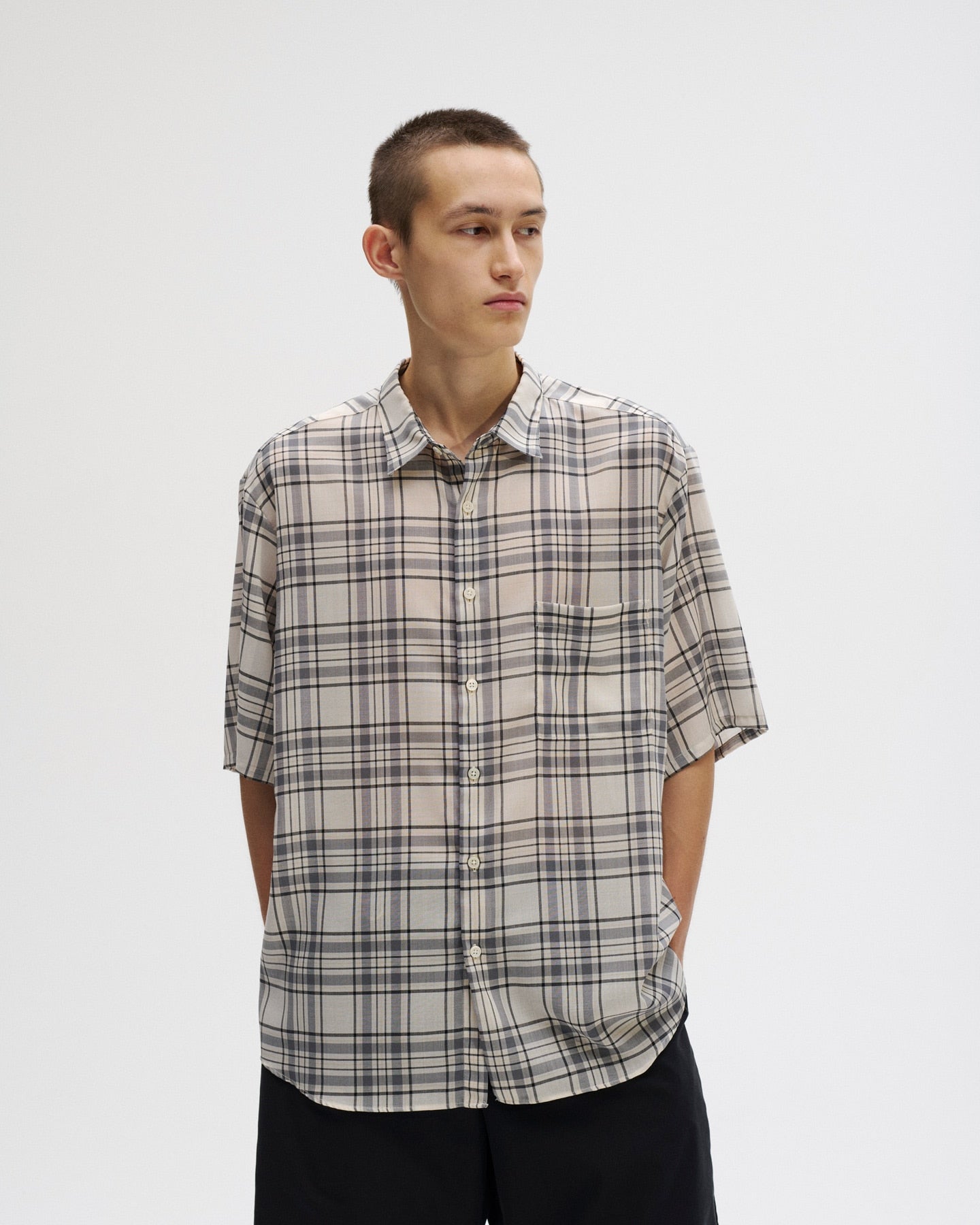 SUMMER WOOL CHECK S/S SHIRT