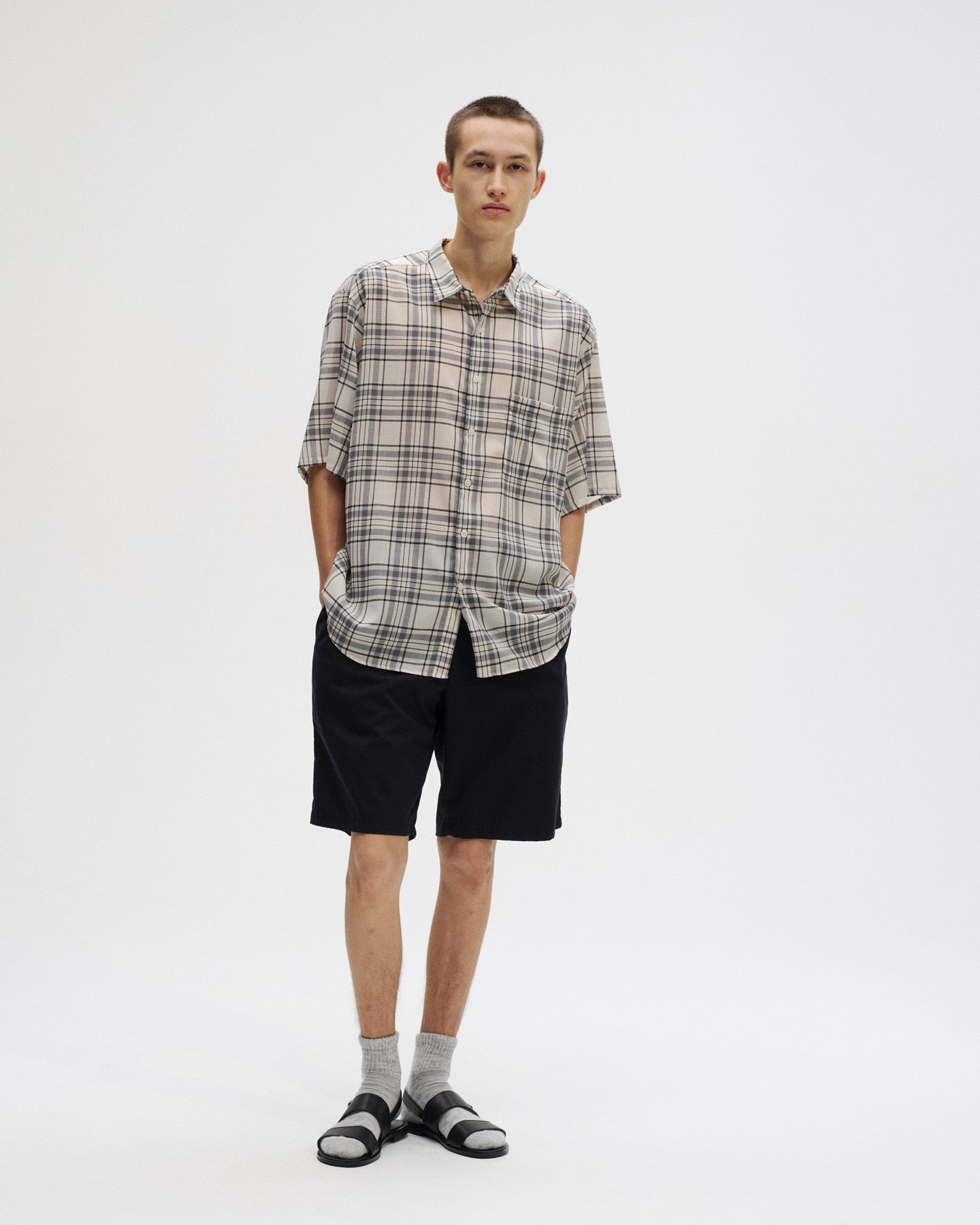 SUMMER WOOL CHECK S/S SHIRT