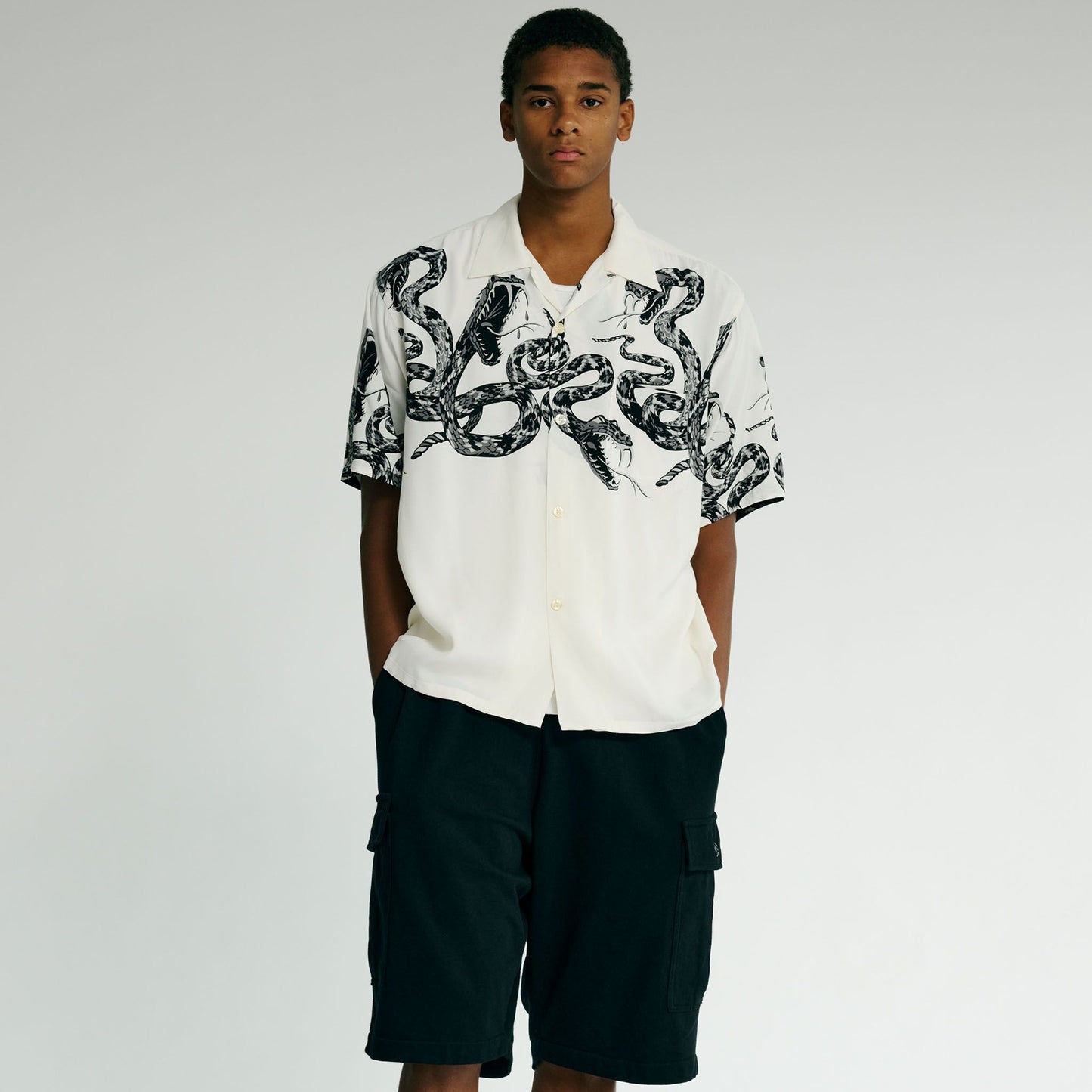"MONOTONE SNAKE" S/S OPEN SHIRT 39440