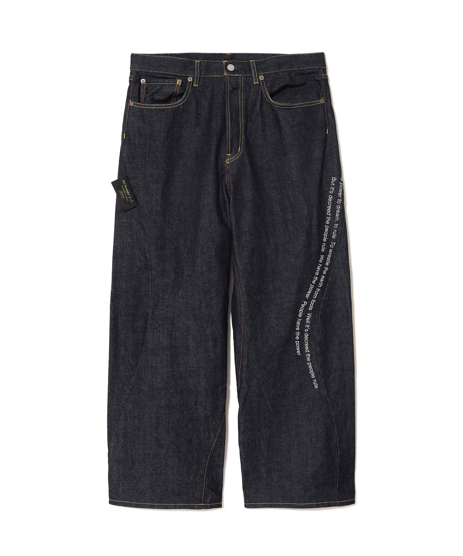 Lyrics Embroidery RIGID DENIM WIDE PANTS – TIME AFTER TIME
