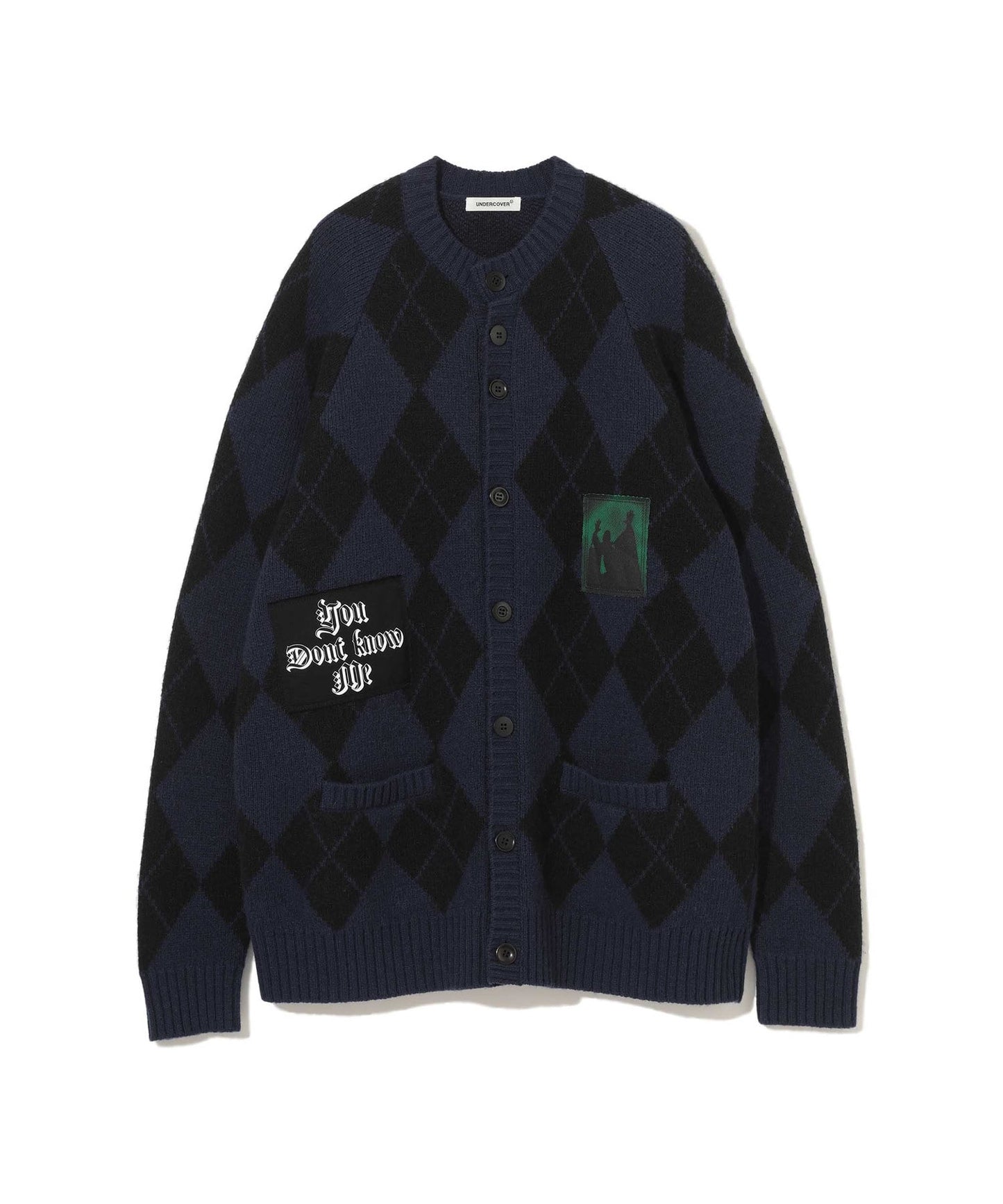 PATCH ARGYLE CREW CARDIGAN