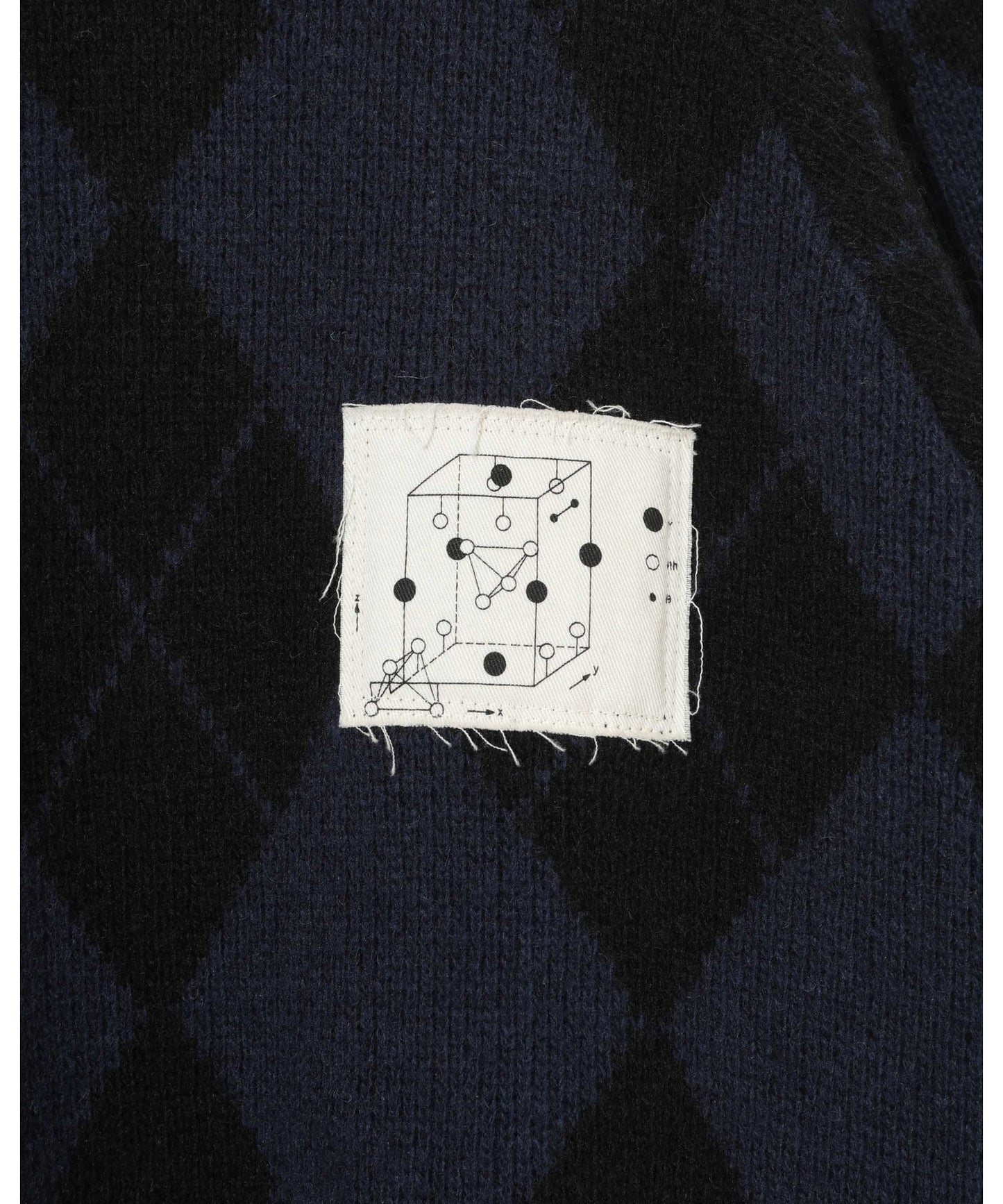 PATCH ARGYLE CREW CARDIGAN