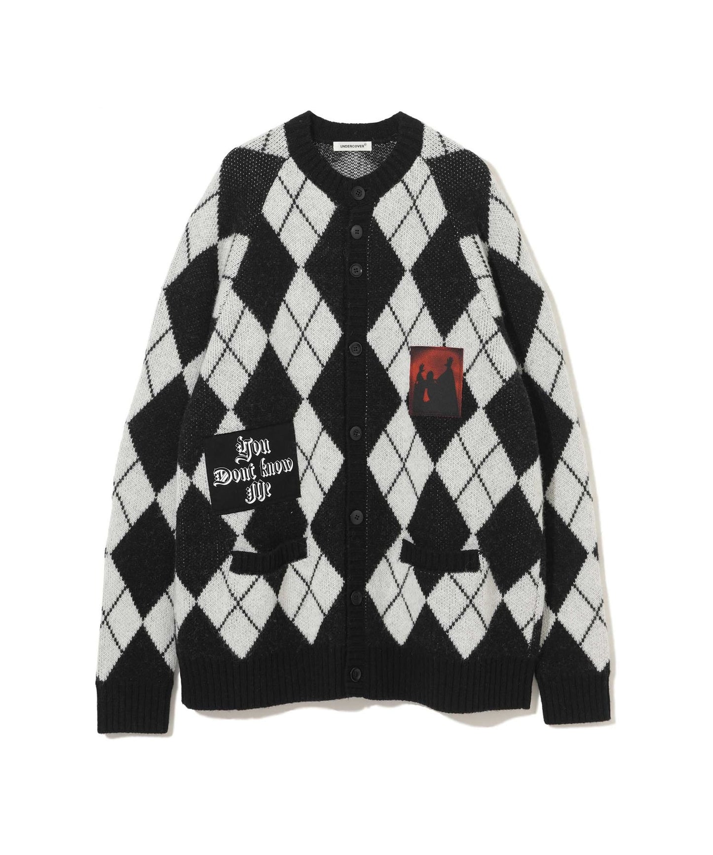 PATCH ARGYLE CREW CARDIGAN