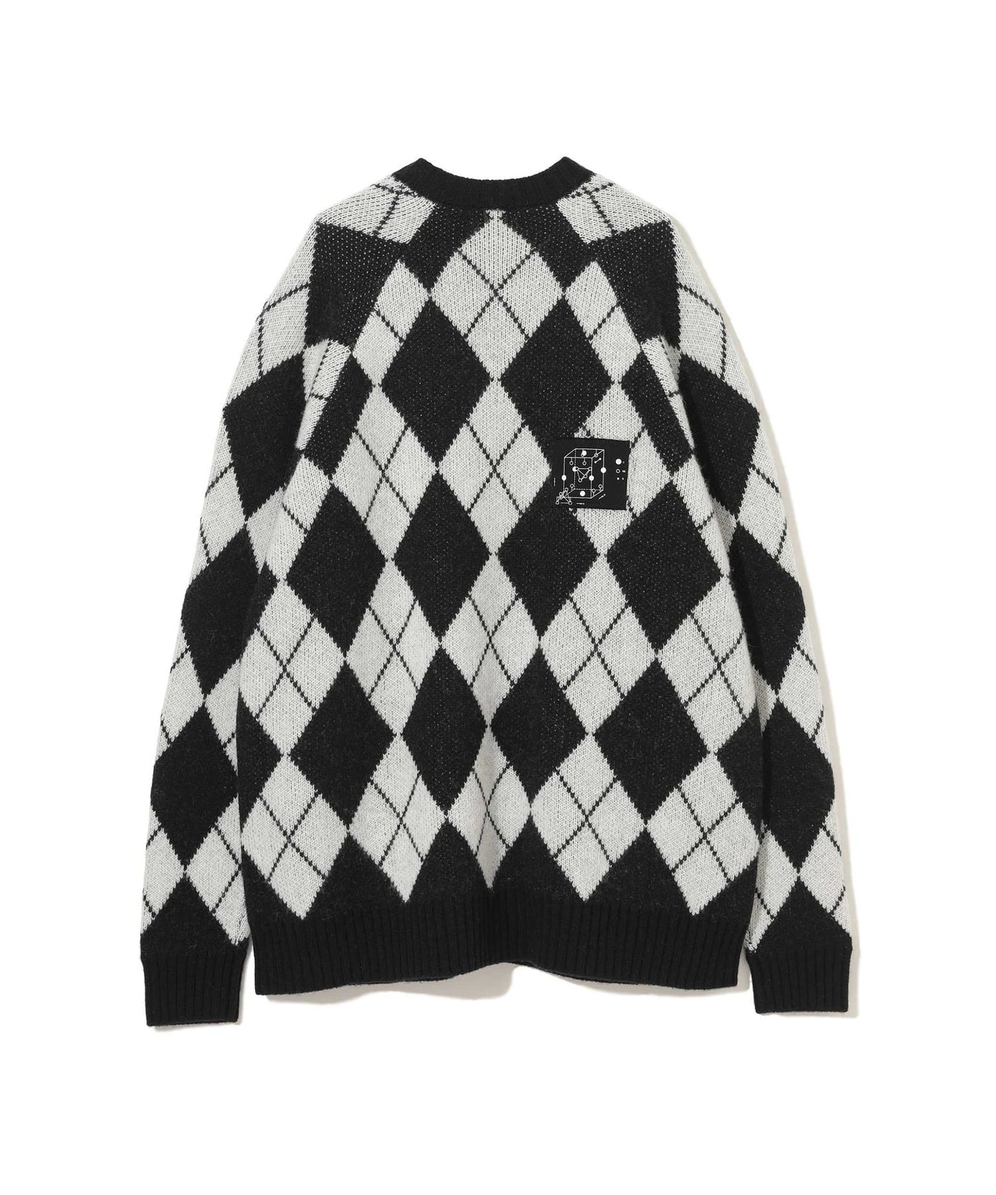 PATCH ARGYLE CREW CARDIGAN