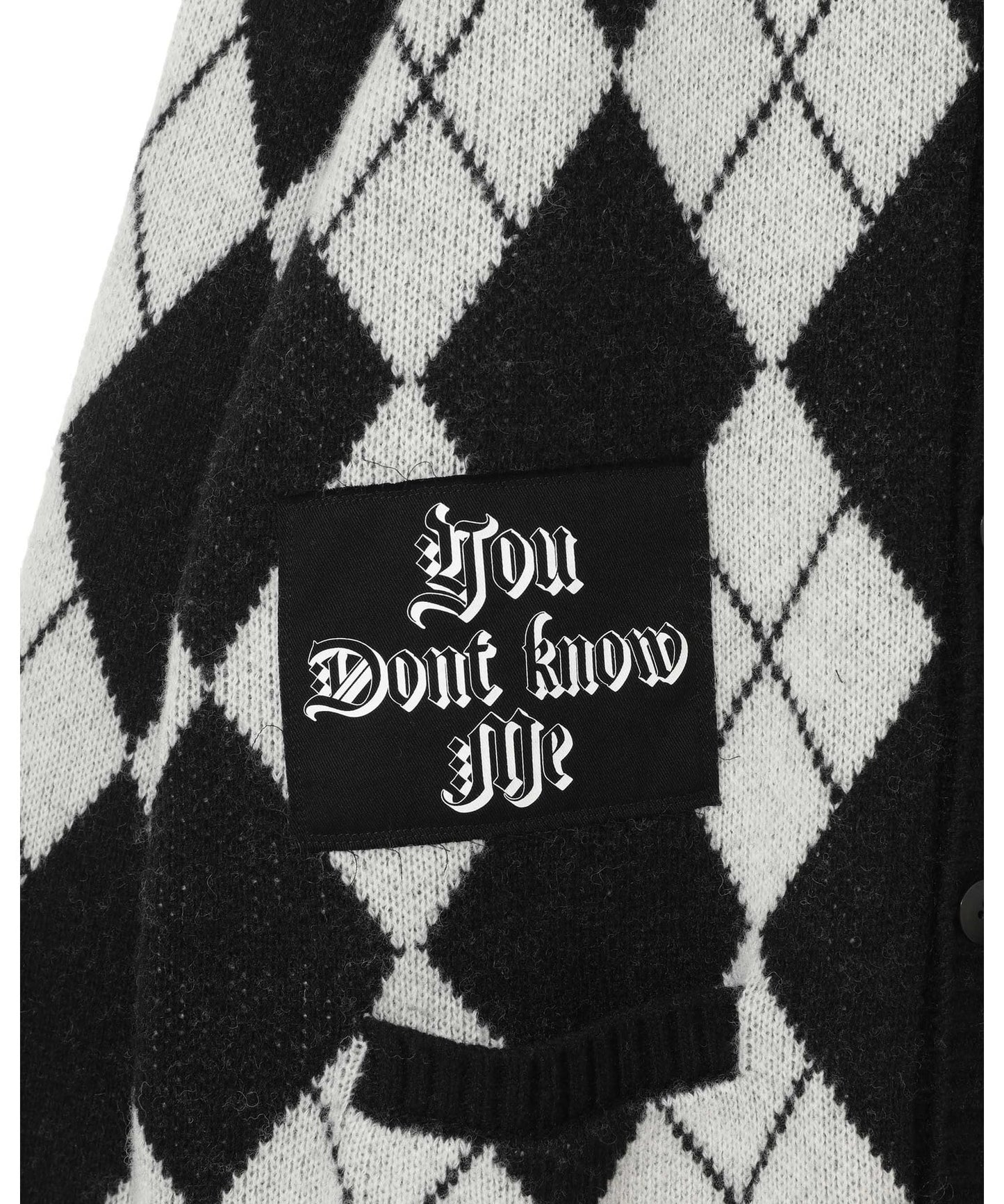 PATCH ARGYLE CREW CARDIGAN