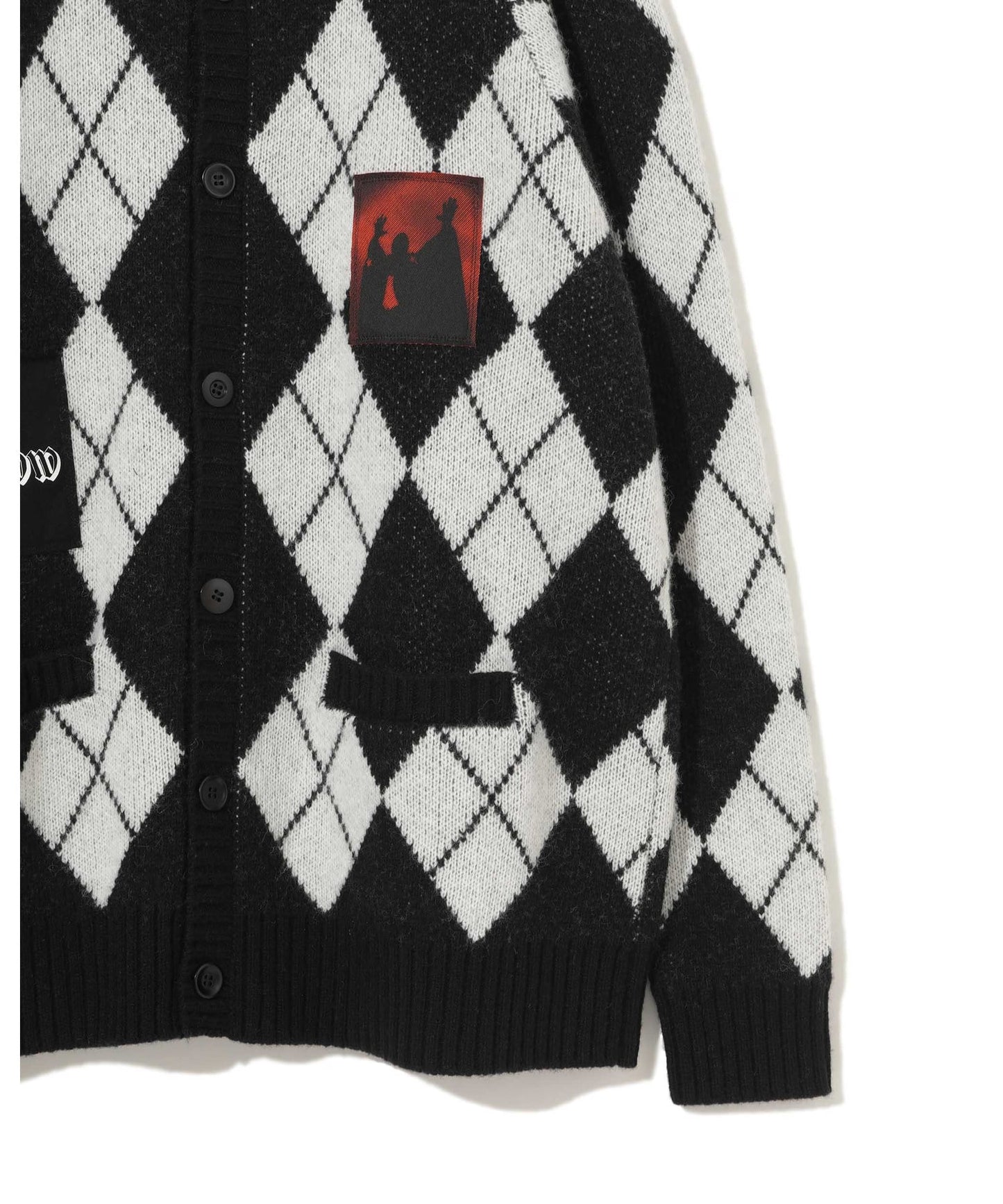 PATCH ARGYLE CREW CARDIGAN