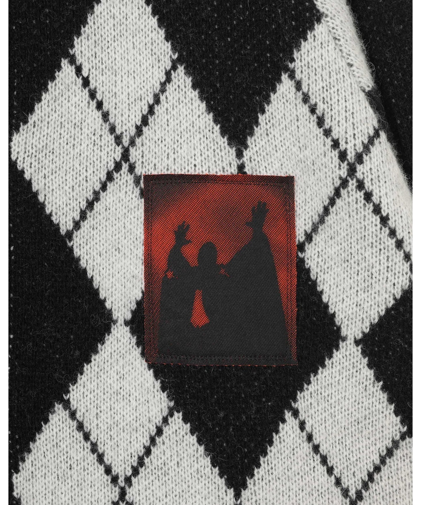 PATCH ARGYLE CREW CARDIGAN
